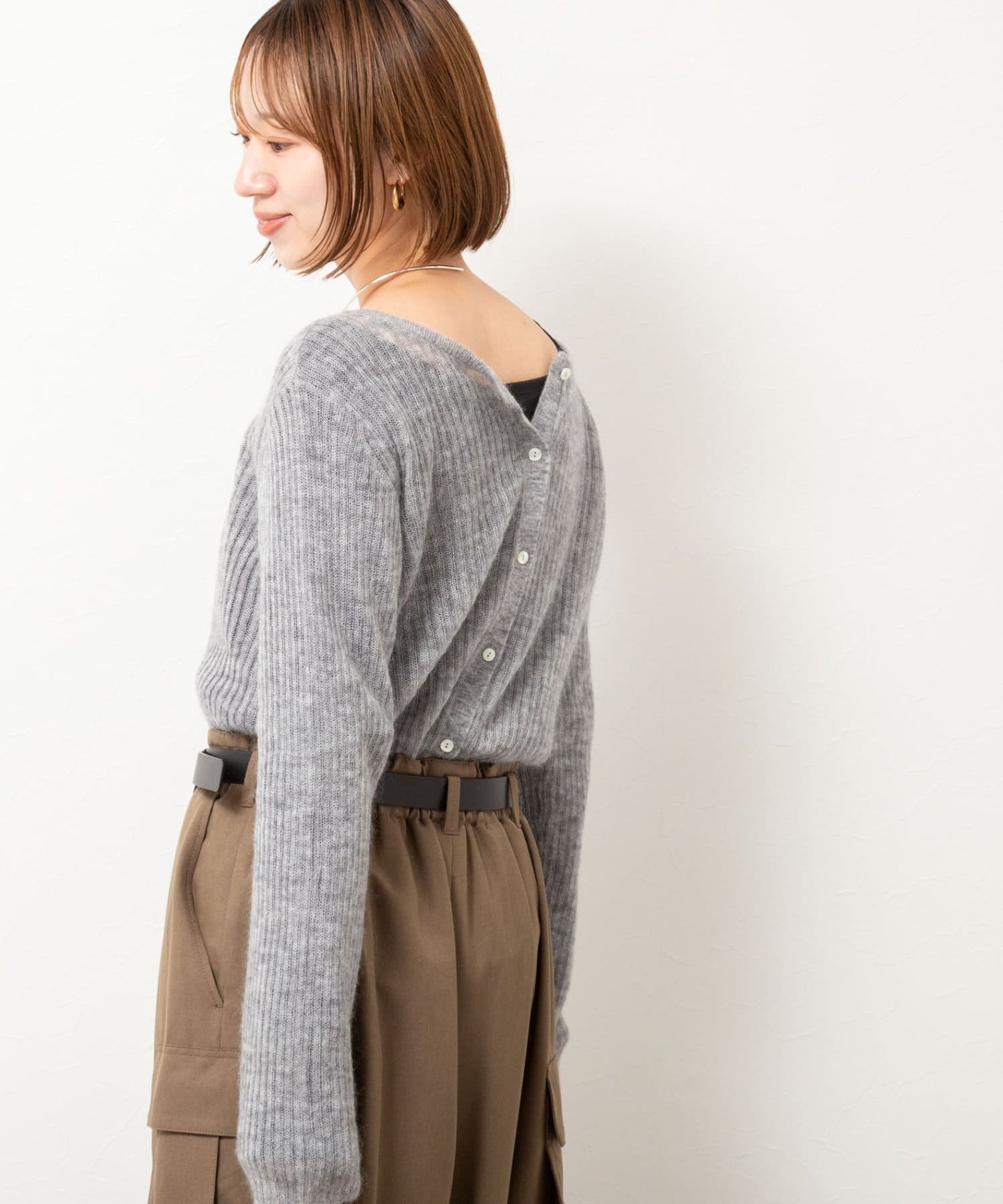 NOLLEY'S(ノーリーズ) シアーモヘヤ2WAYリブボートネックカーディガン