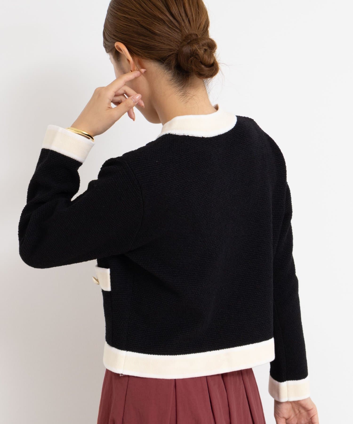 NOLLEY'S(ノーリーズ) 《手洗い可能》配色ニットジャケット