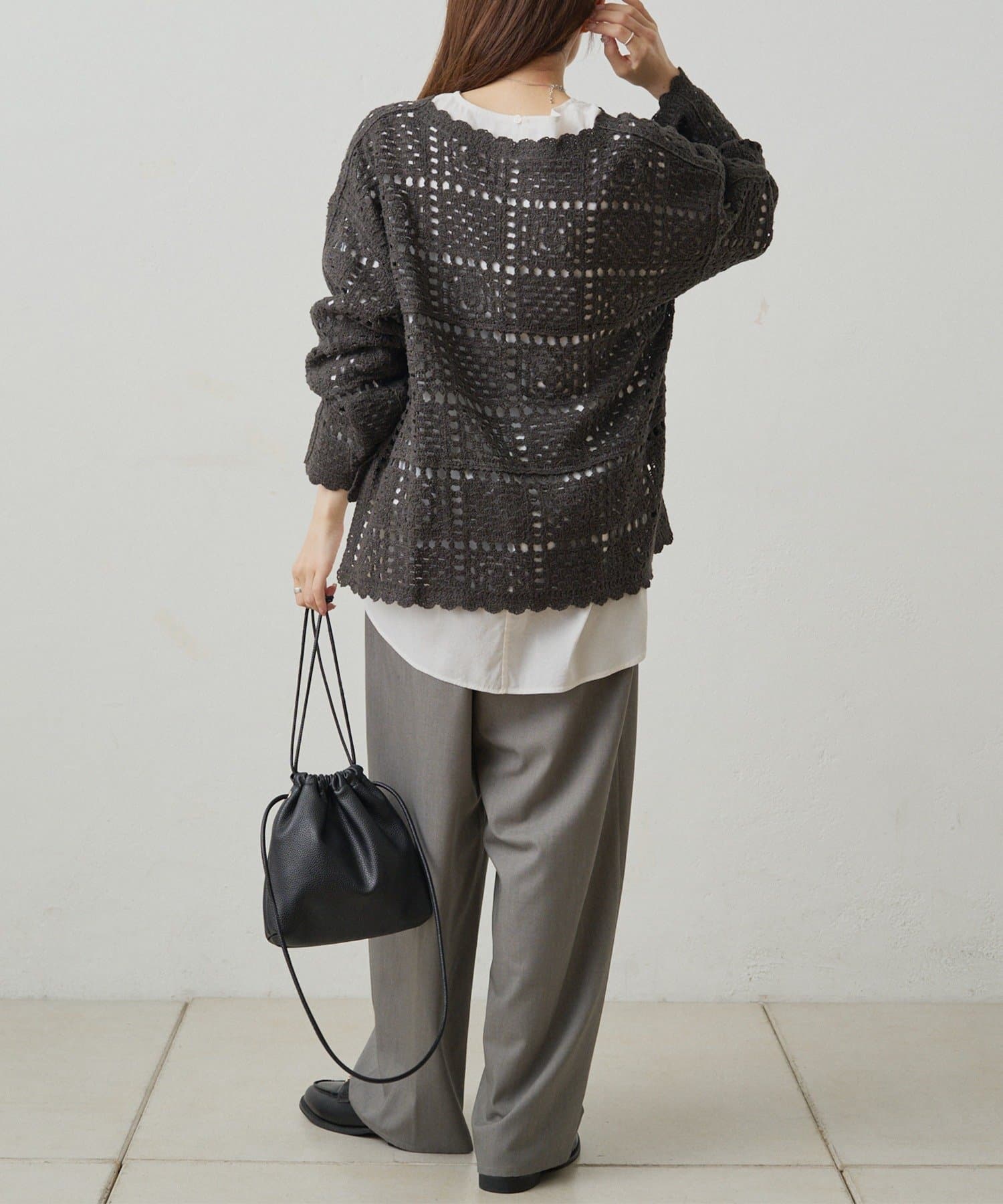 PUAL CE CIN(ピュアルセシン) クロシェットスキッパーニット