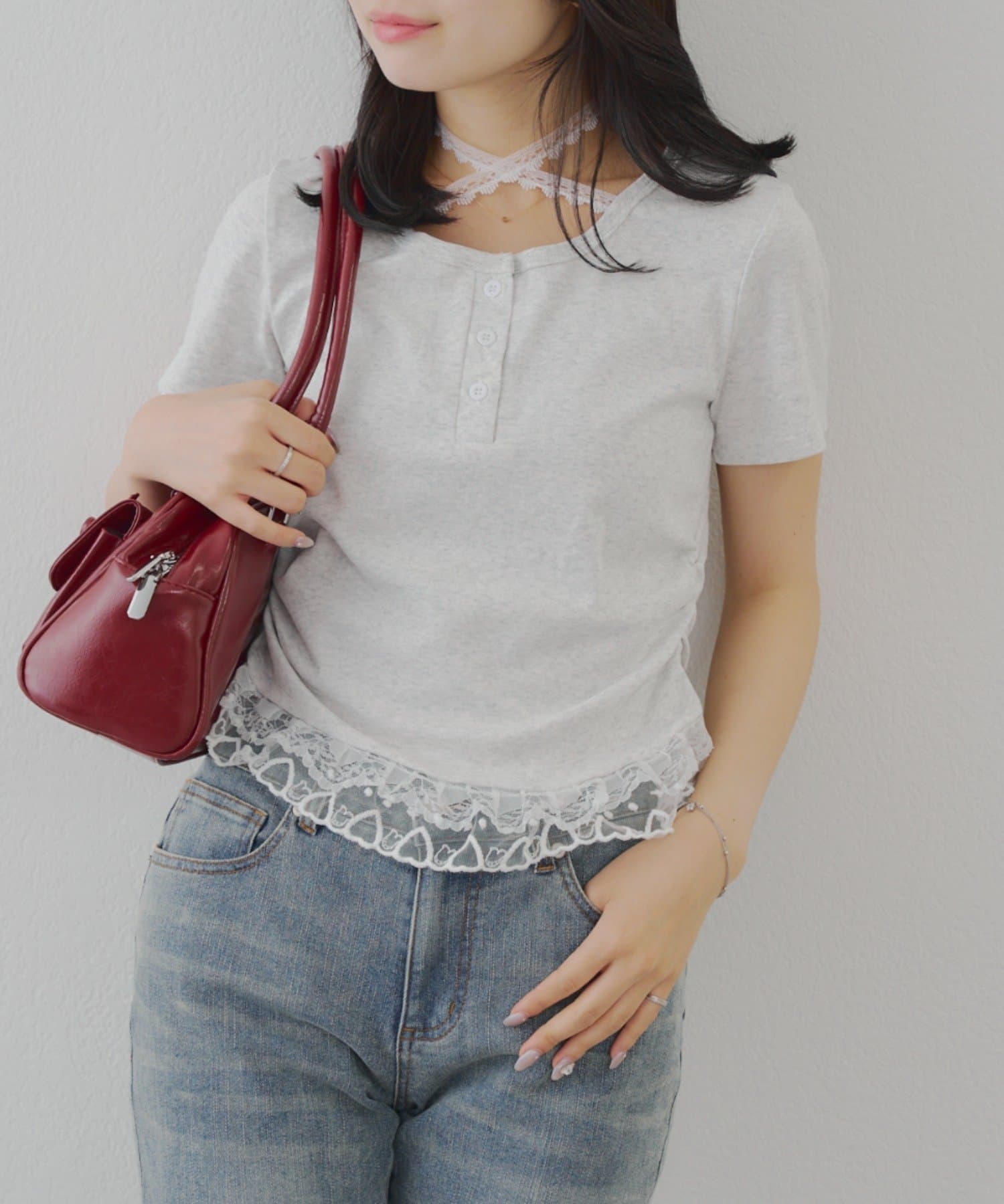 NICE CLAUP / OLIVE des OLIVE OUTLET(ナイスクラップ  / オリーブ デ オリーブ アウトレット) 【RMAF】レースホルターＴ