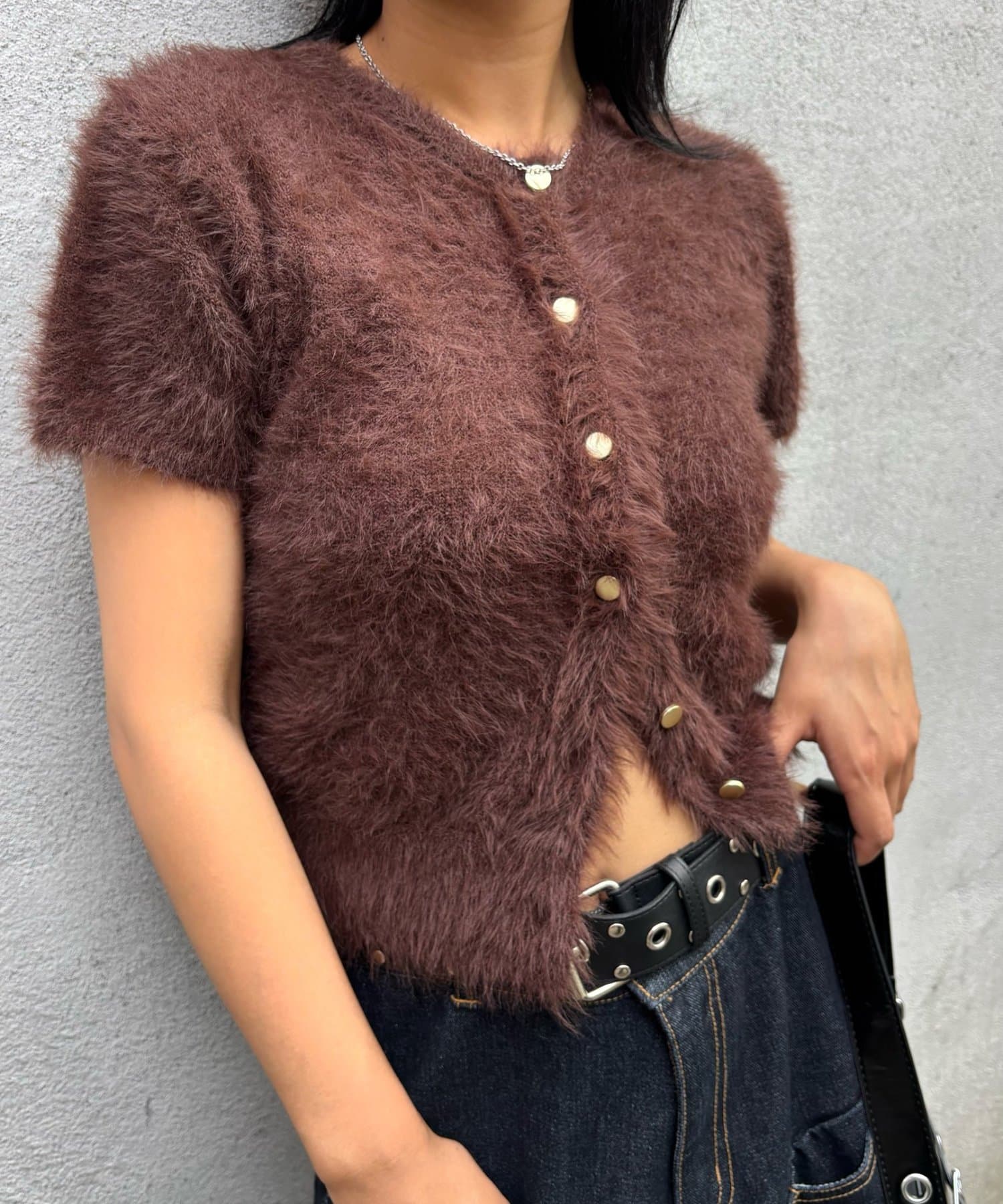 WHO’S WHO gallery(フーズフーギャラリー) シャギー半袖カーデ