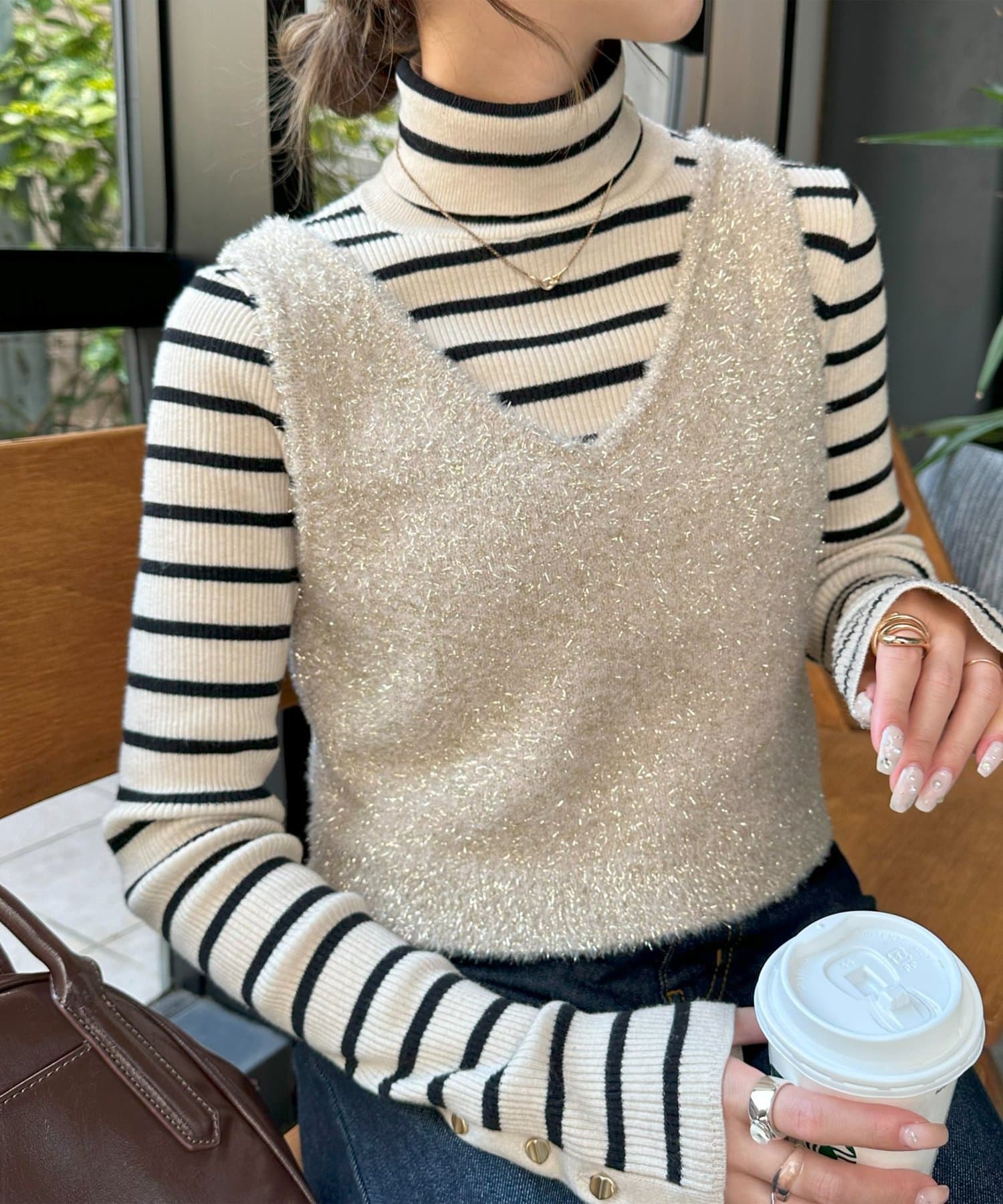 DISCOAT(ディスコート) 【WEB限定】ラメフェザーヤーンキャミ