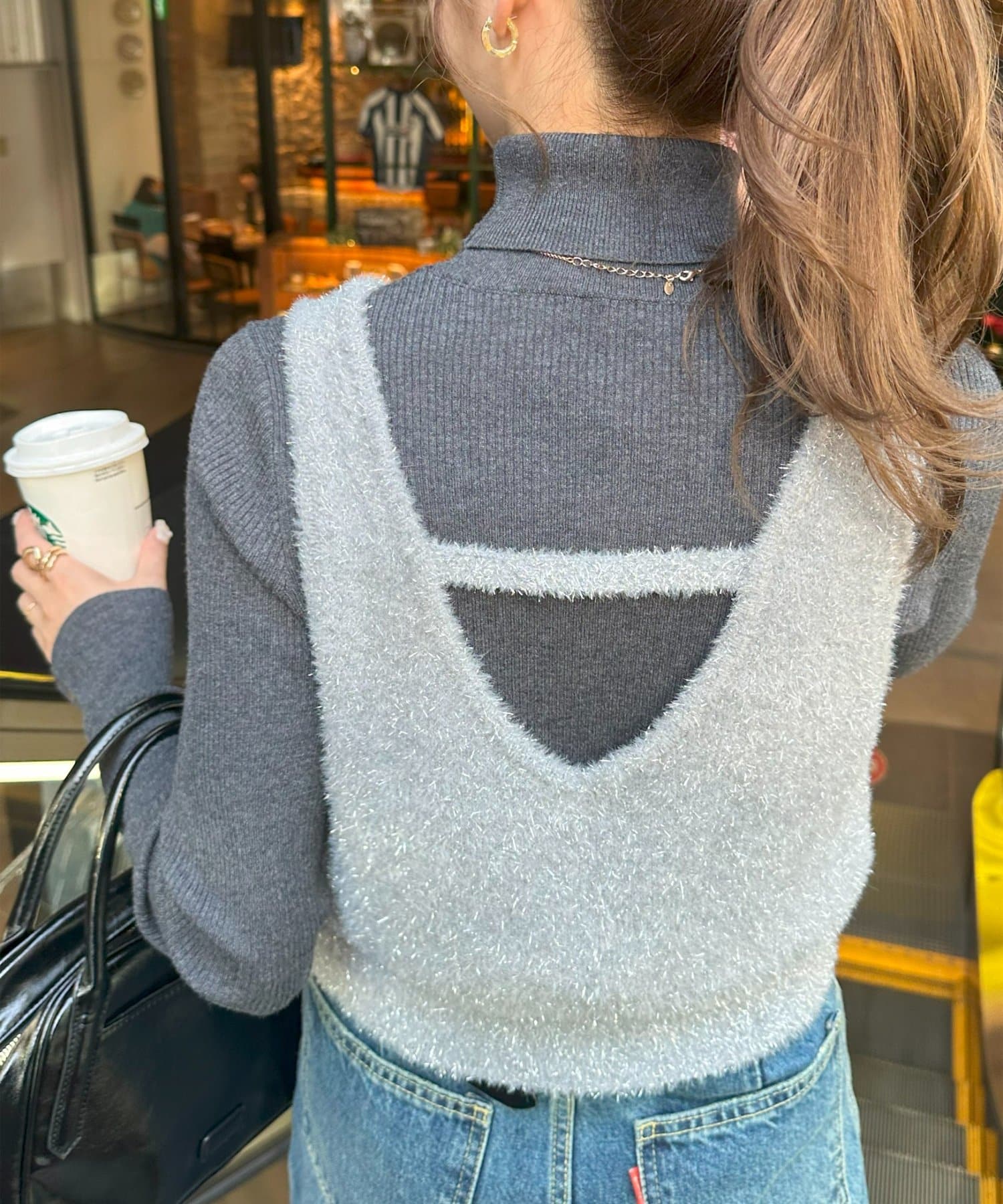 DISCOAT(ディスコート) 【WEB限定】ラメフェザーヤーンキャミ