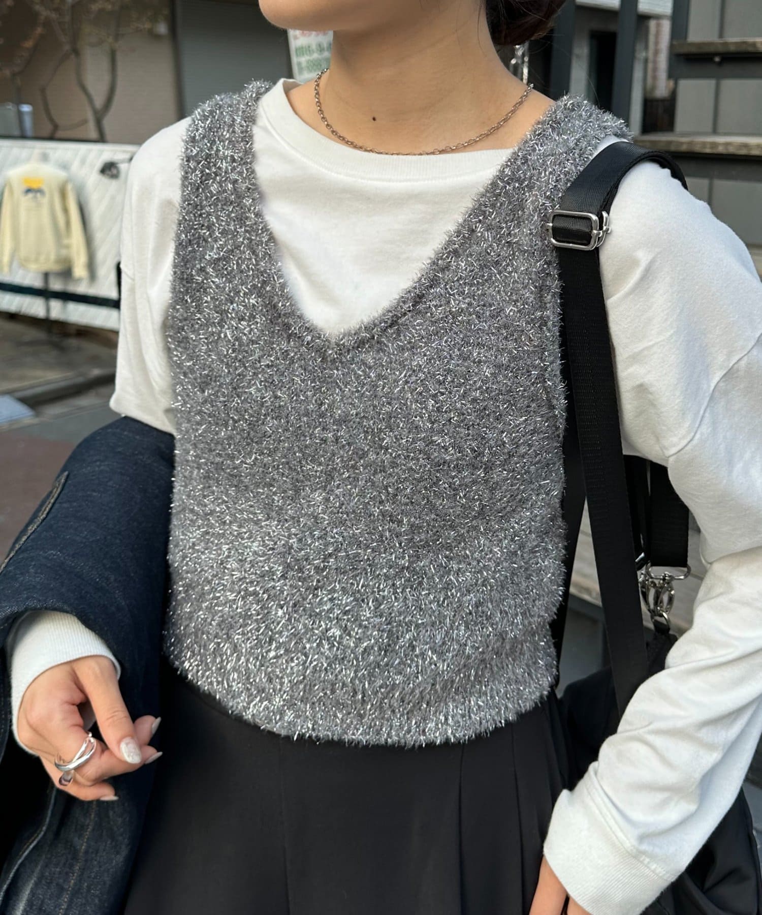 DISCOAT(ディスコート) 【WEB限定】ラメフェザーヤーンキャミ