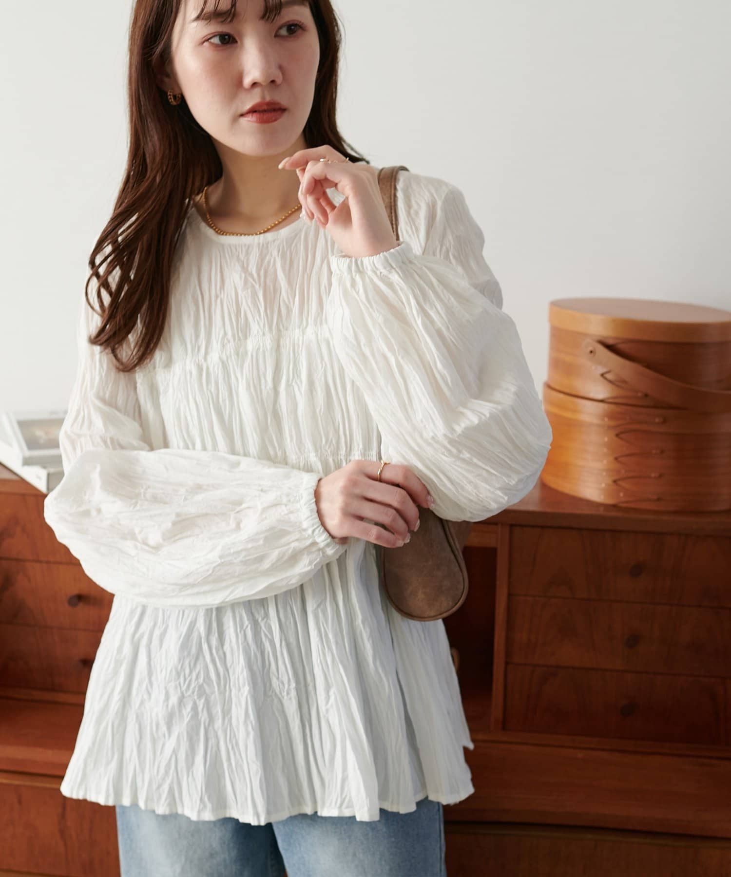 WEB限定】ワッシャーシャーリングブラウス | DISCOAT(ディスコート