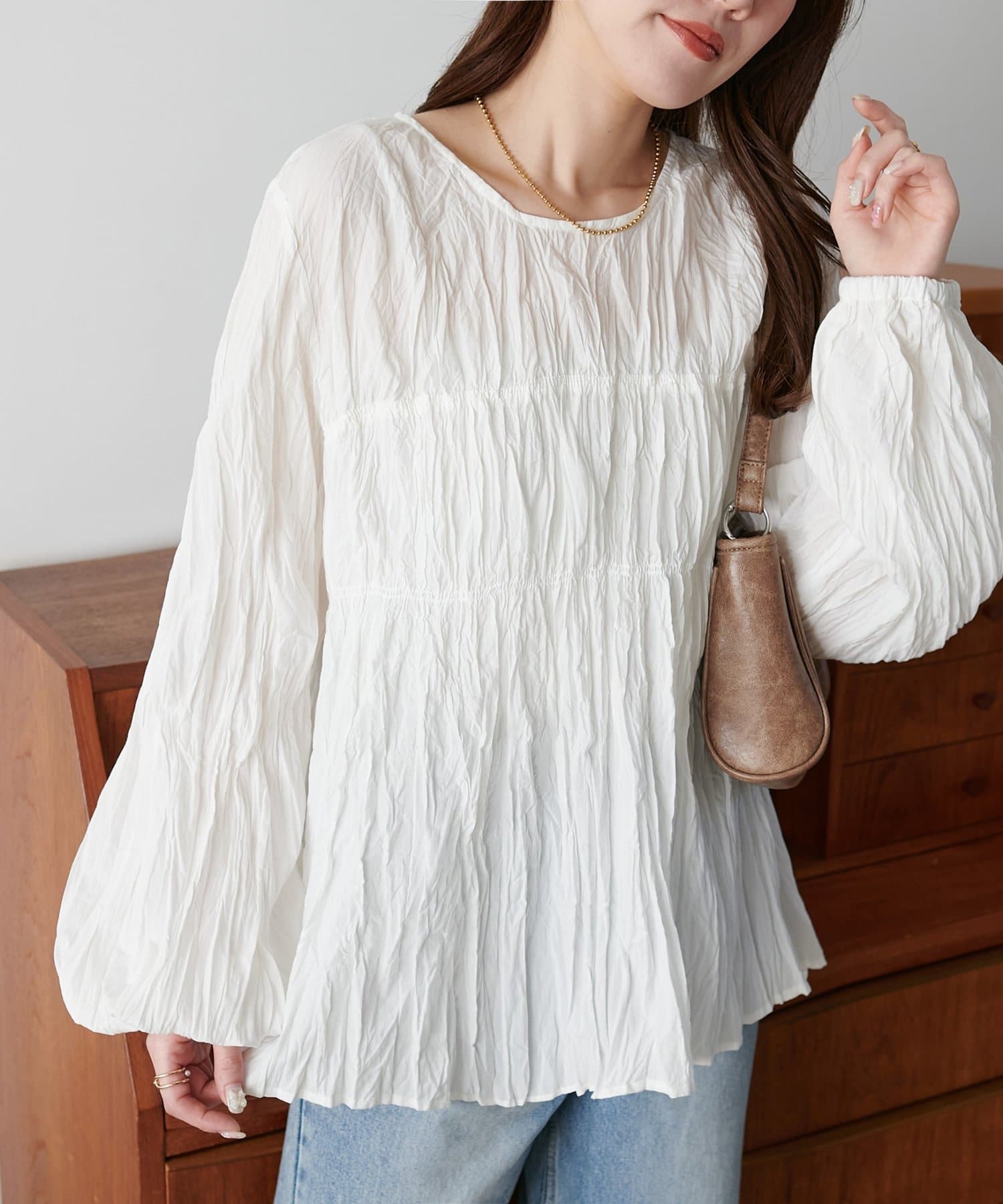 WEB限定】ワッシャーシャーリングブラウス | DISCOAT(ディスコート