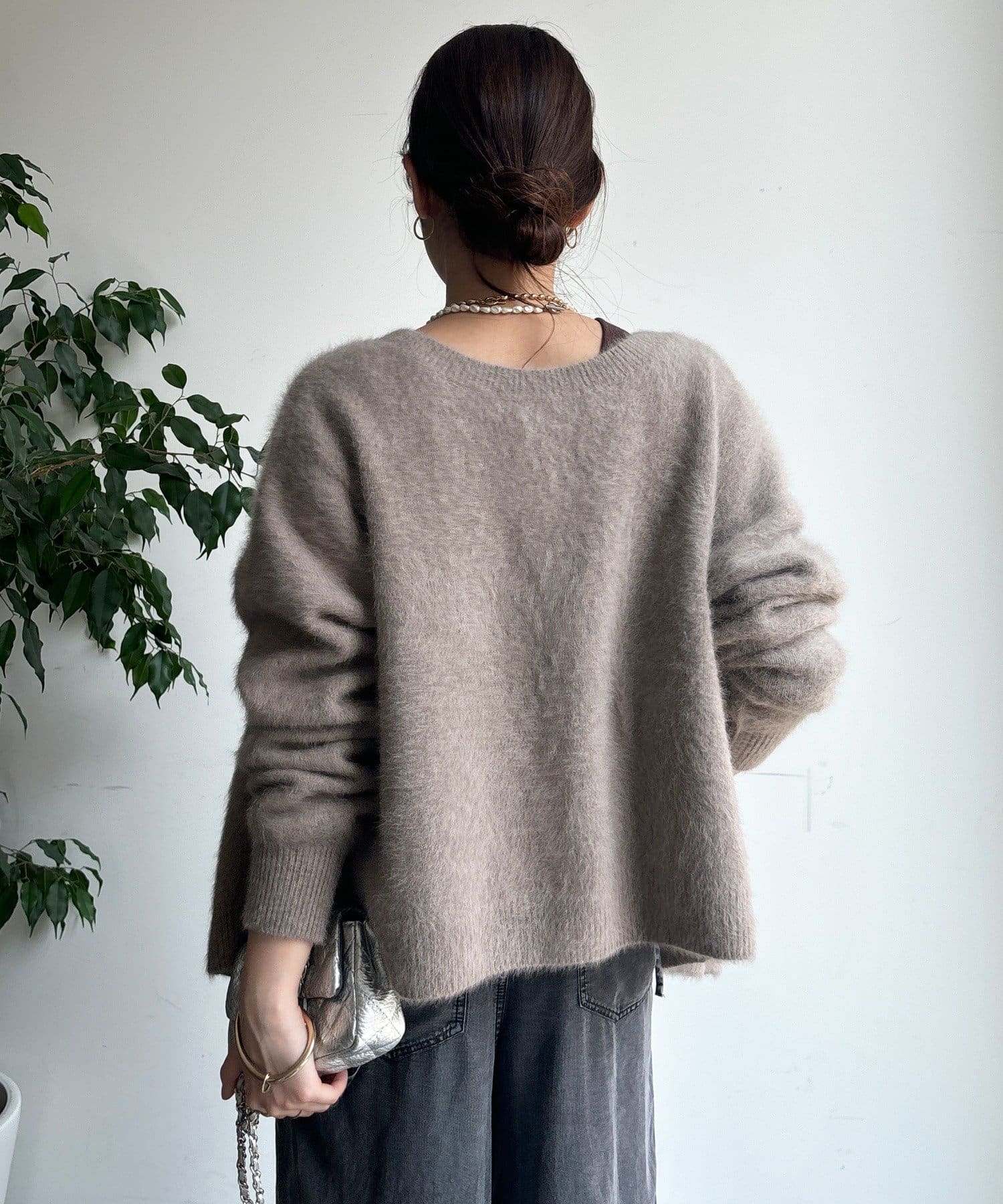 DOUDOU(ドゥドゥ) ファーカシミヤカーディガン