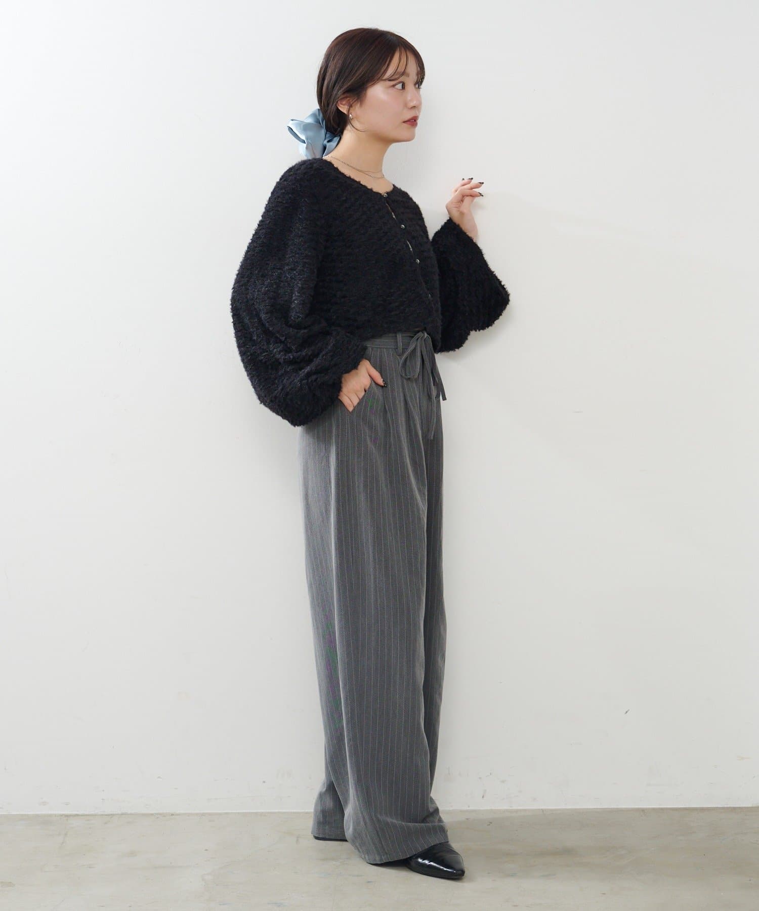 Kastane(カスタネ) 【全人類パンツ/2サイズ展開/低身長サイズ/無地&ストライプ】ピンストライプスラックス