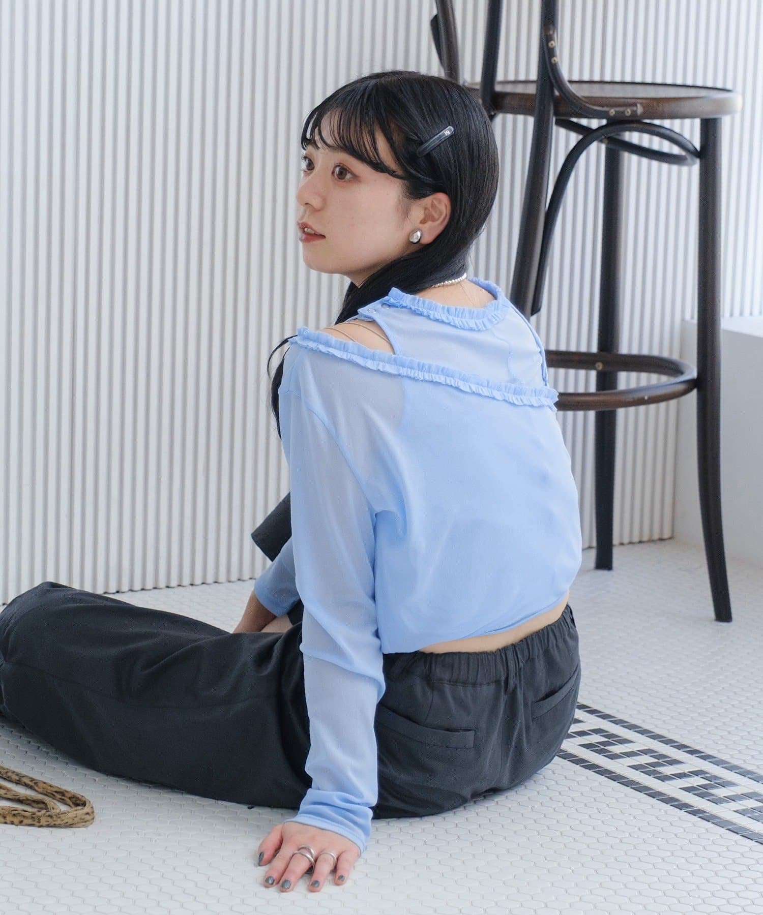 Kastane(カスタネ) 【予約販売 8.14 (木) ①12:00開始 ②19:00開始/YAMADA企画/WEB限定】アシメレイヤードシアーロンTee