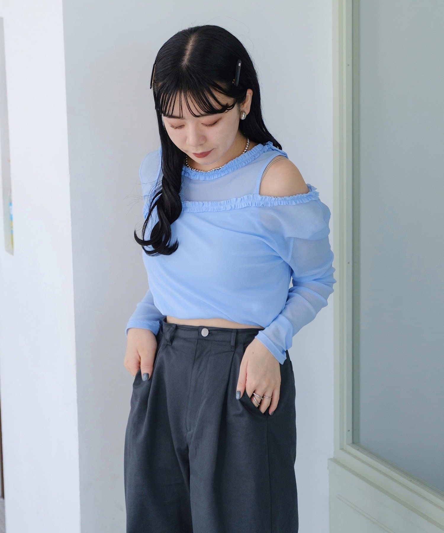 Kastane yamada企画 シアープリントロンＴ YAMADA企画/WEB限定】アシメレイヤードシアーロンTee | Kastane