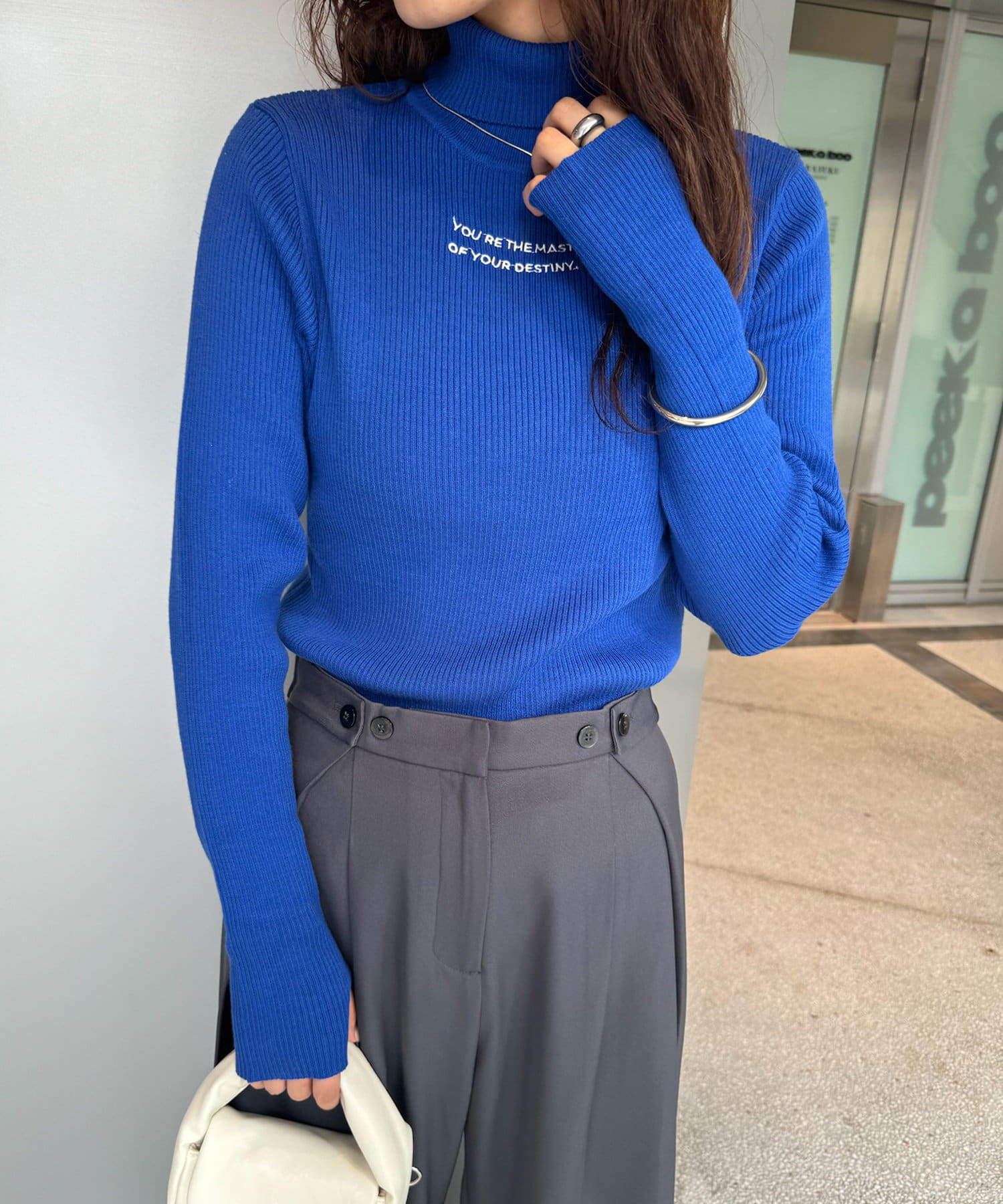 OUTLET(アウトレット) 【mystic】ロゴ刺繍タートルニット