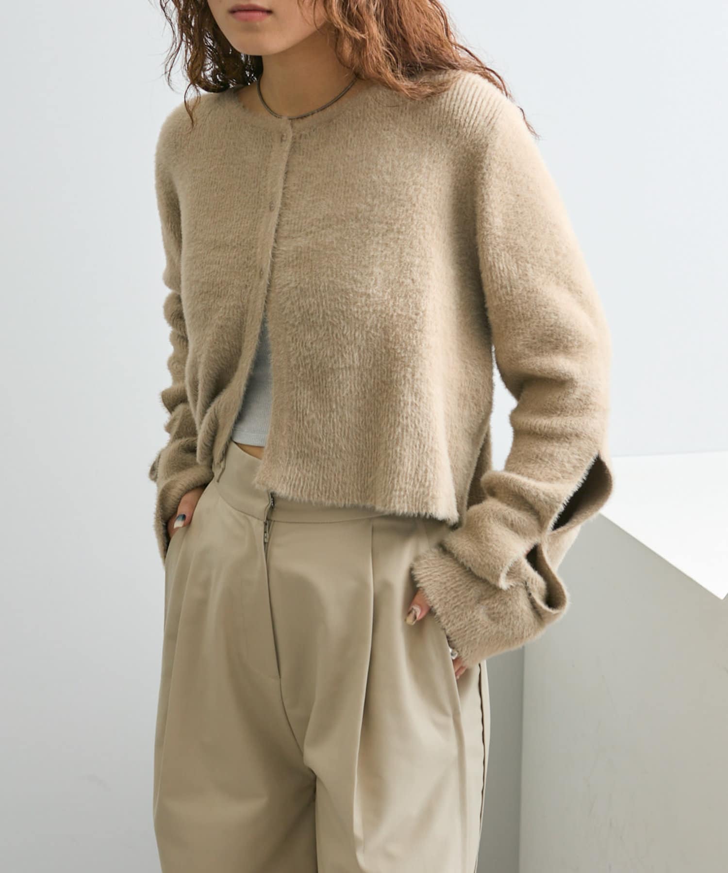 OUTLET(アウトレット) 【mystic】スリットシャギーショートカーデ