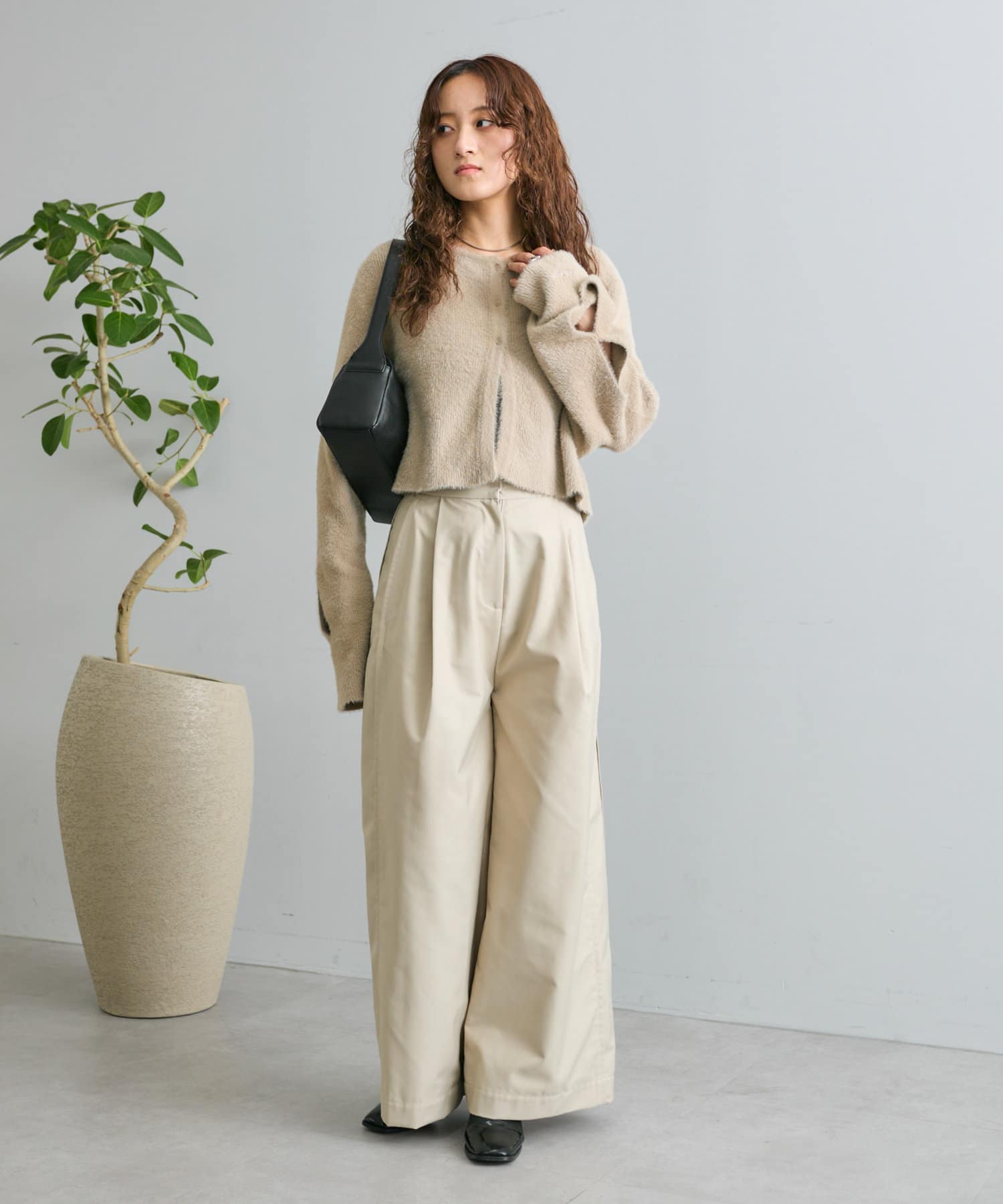 OUTLET(アウトレット) 【mystic】スリットシャギーショートカーデ