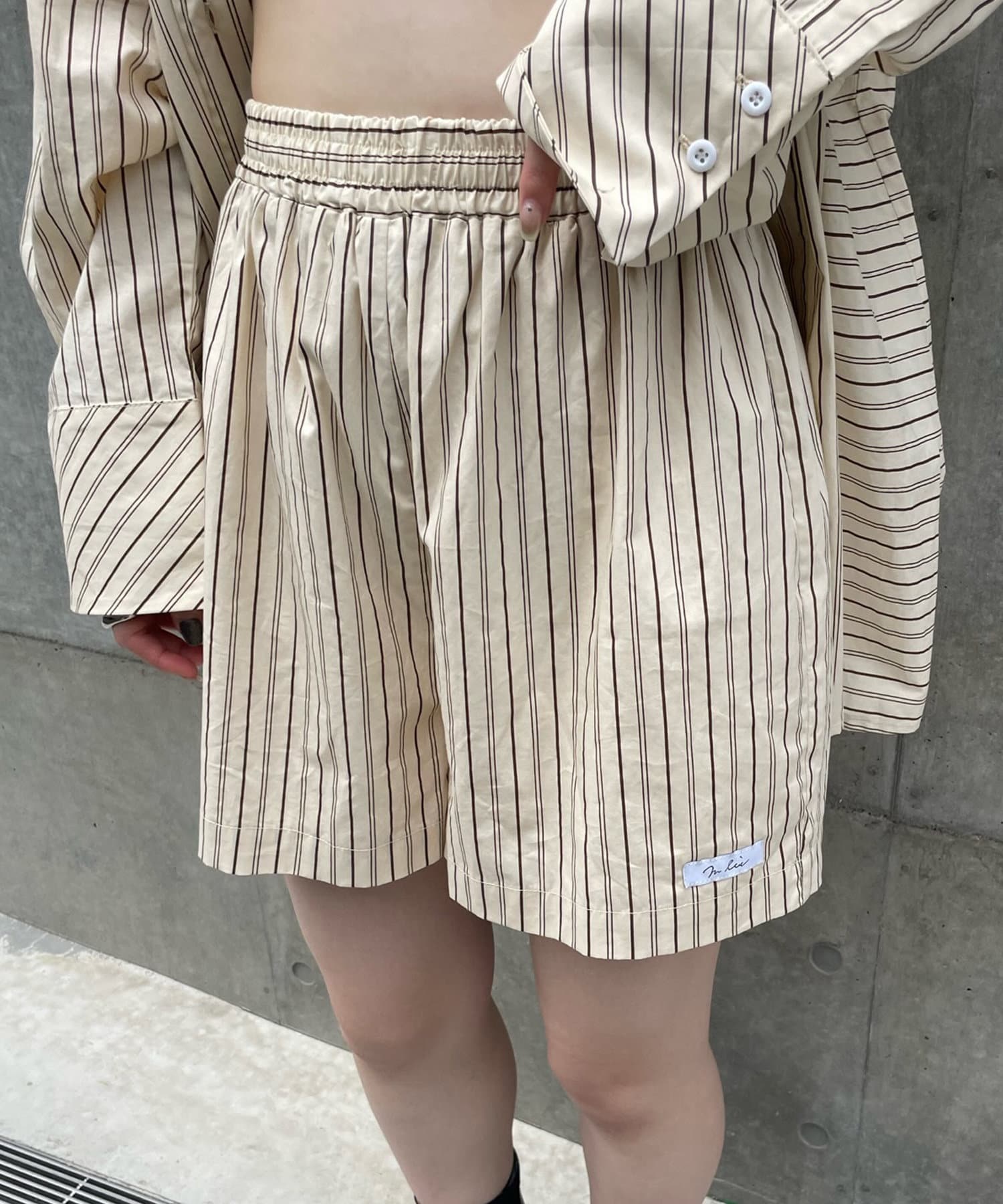 OUTLET(アウトレット) 【mystic】ロゴストライプショートパンツ