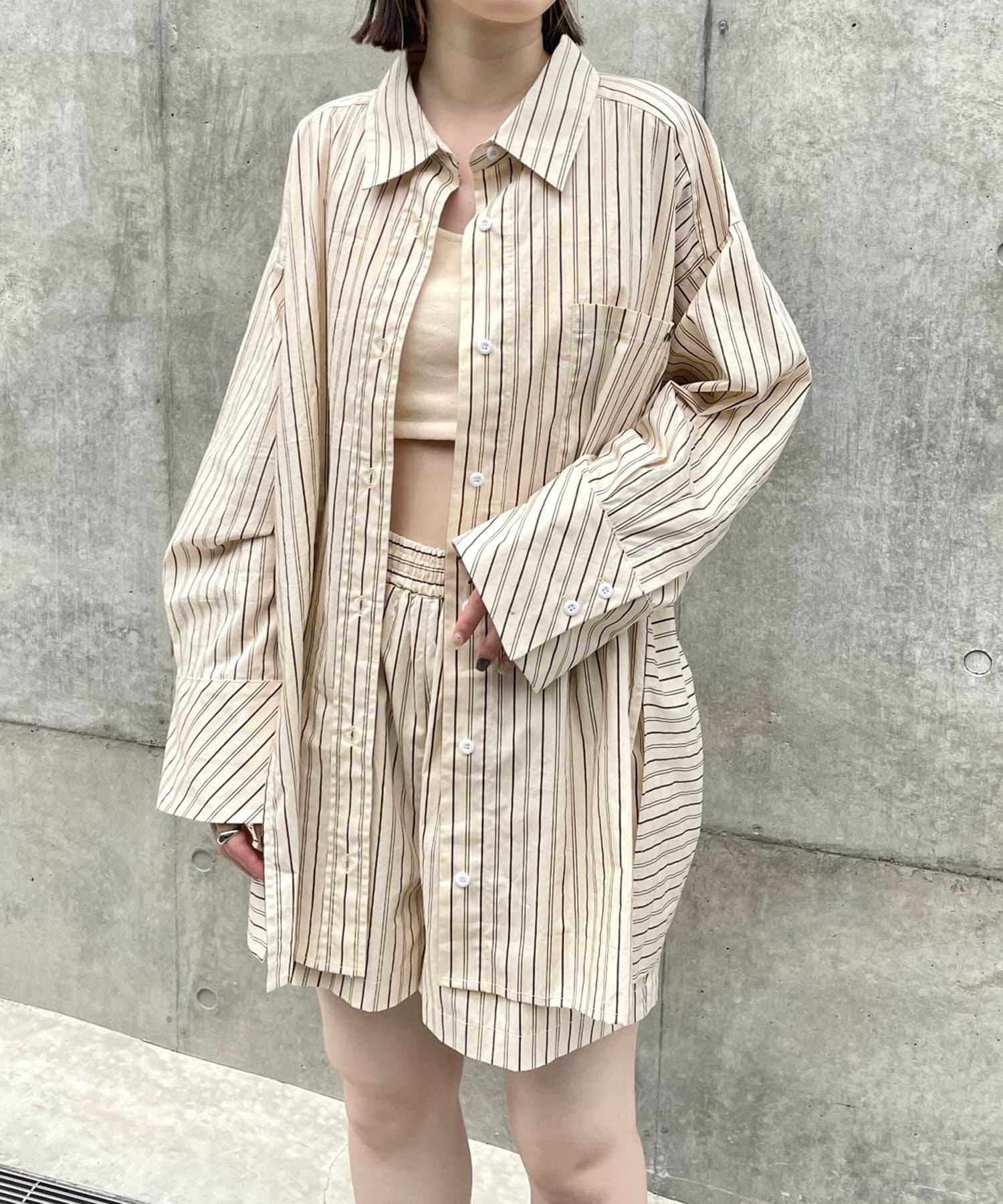 OUTLET(アウトレット) 【mystic】ロゴストライプショートパンツ