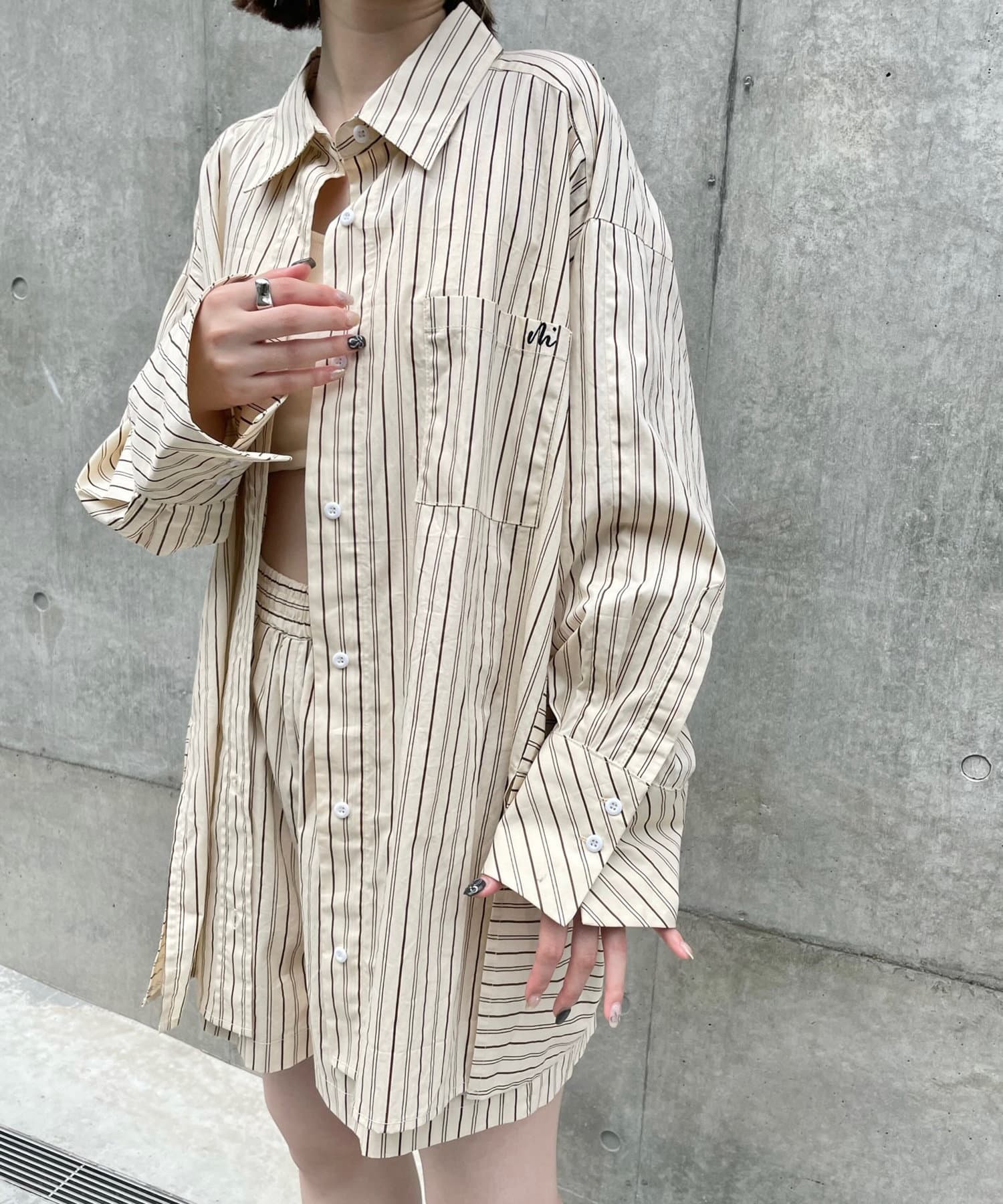 OUTLET(アウトレット) 【mystic】ロゴストライプショートパンツ