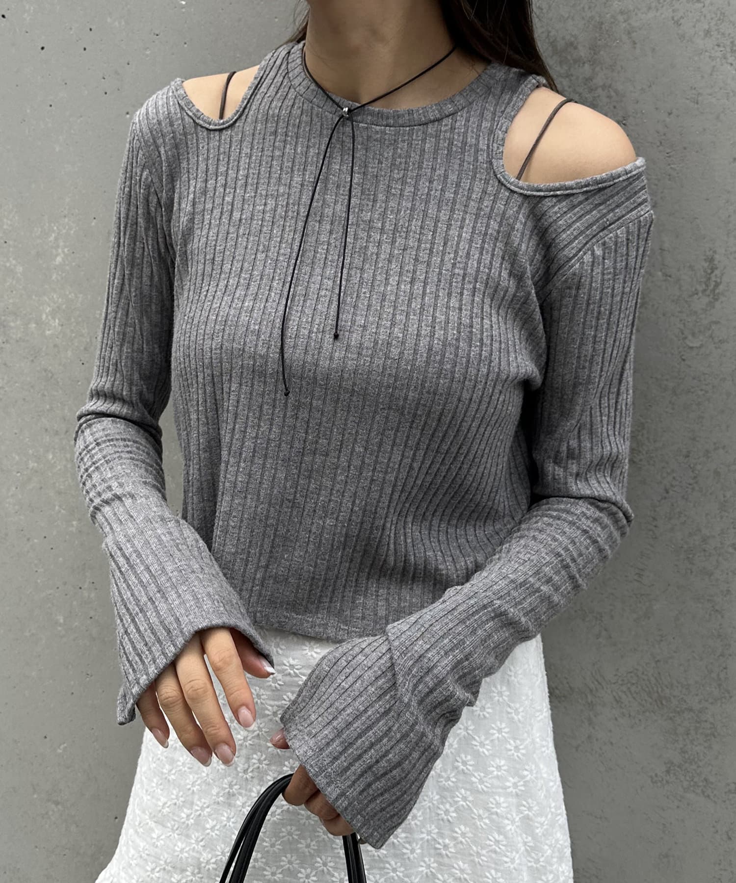 OUTLET(アウトレット) 【mystic】メランジアメスリカットソー