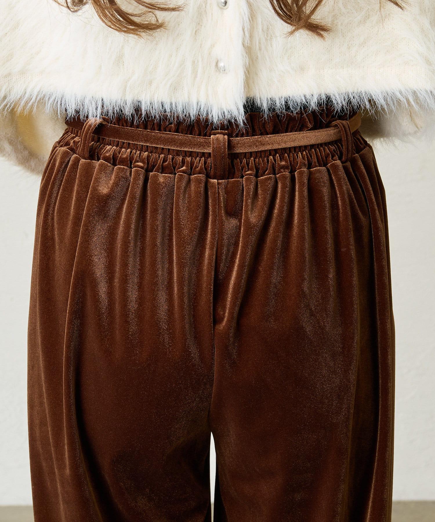 OUTLET(アウトレット) 【mystic】ベロアリボンパンツ