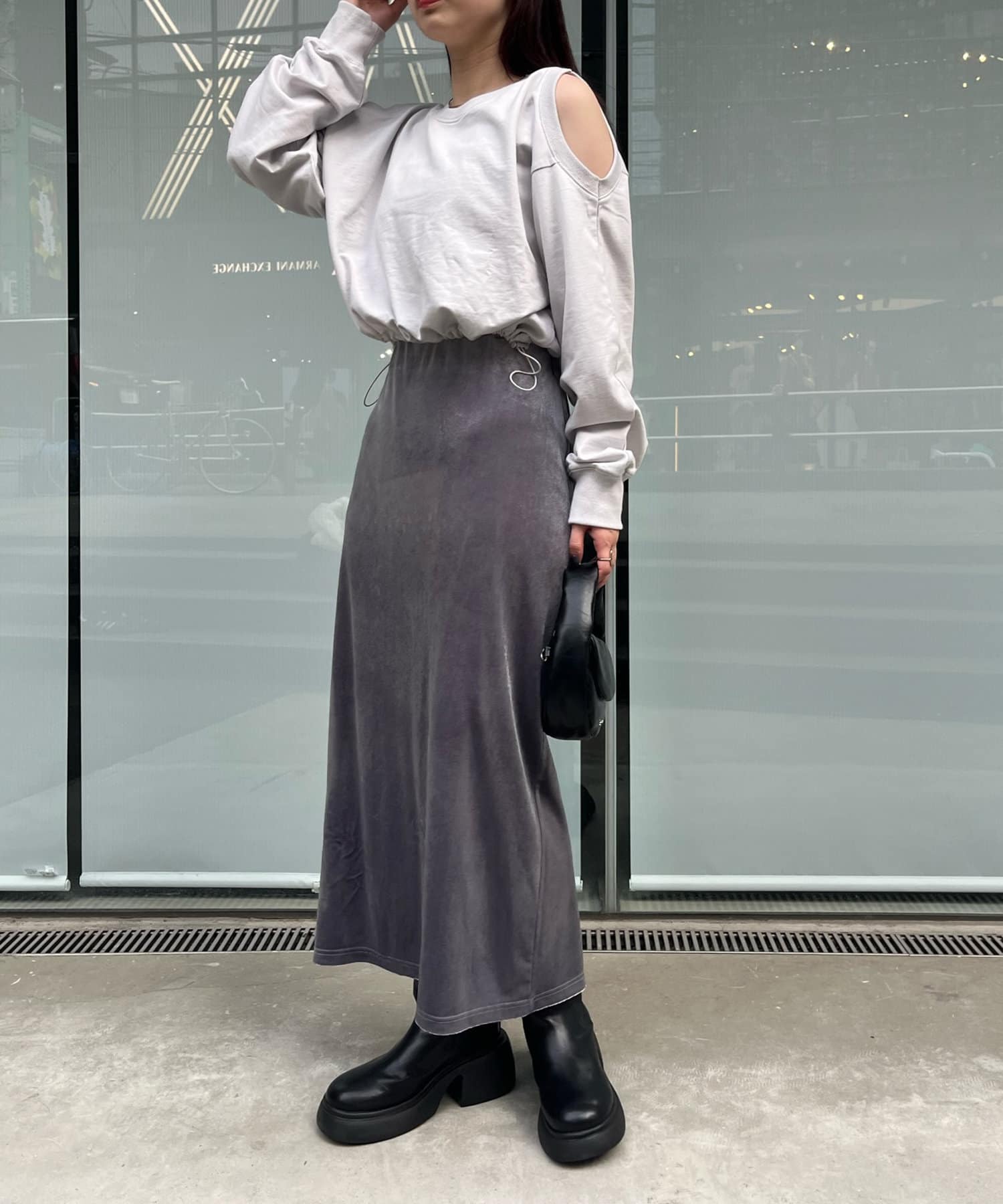 OUTLET(アウトレット) 【mystic】デザインベロアスカート