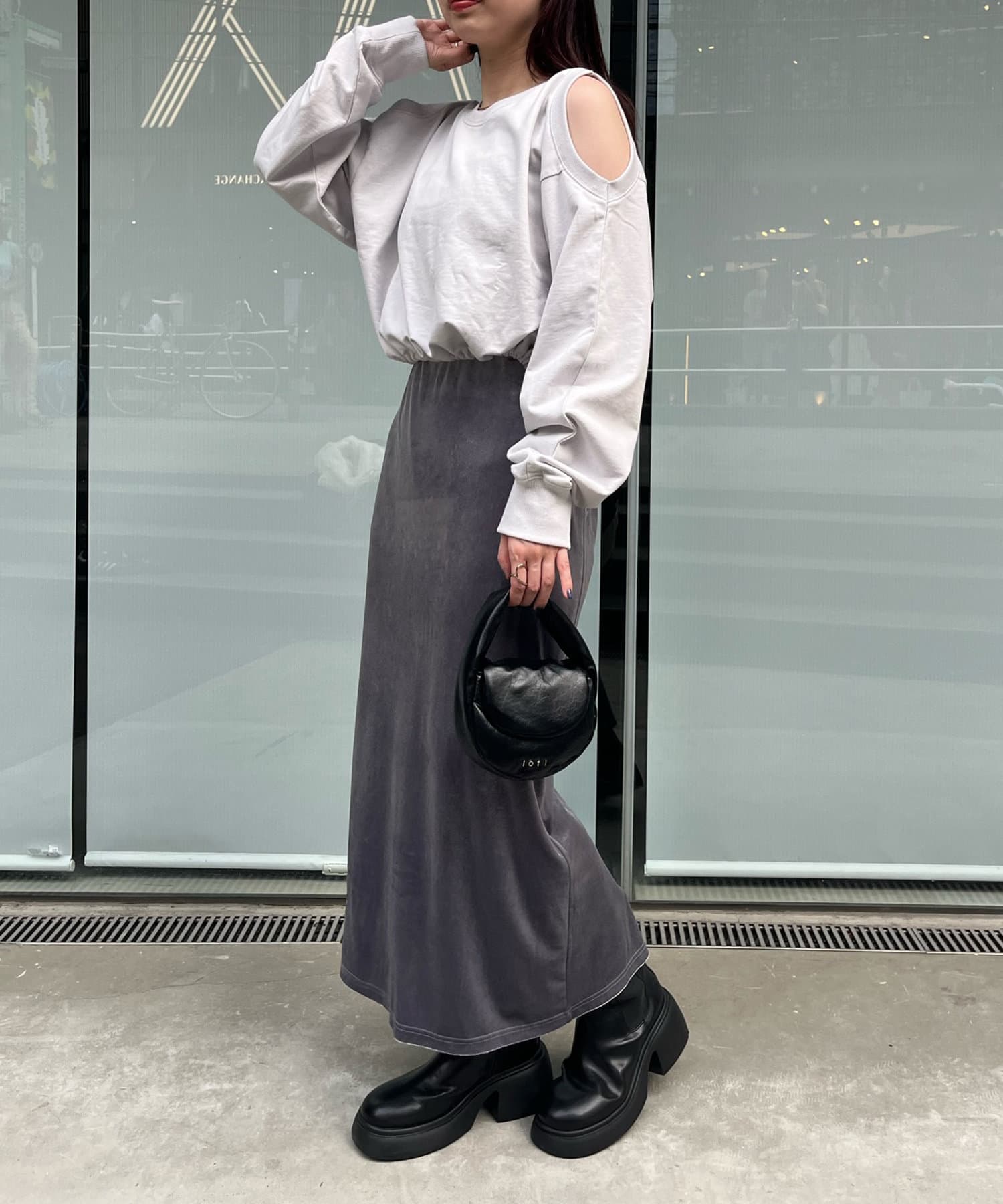 OUTLET(アウトレット) 【mystic】デザインベロアスカート