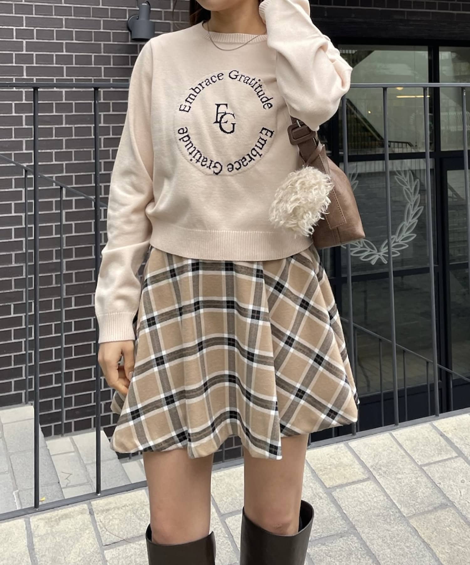 OUTLET(アウトレット) 【mystic】チェックフレアミニスカート