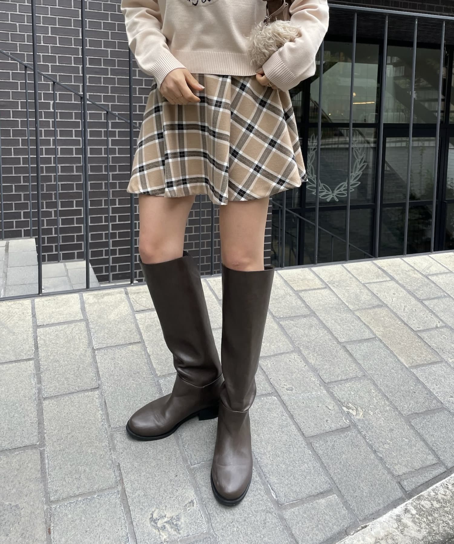 OUTLET(アウトレット) 【mystic】チェックフレアミニスカート