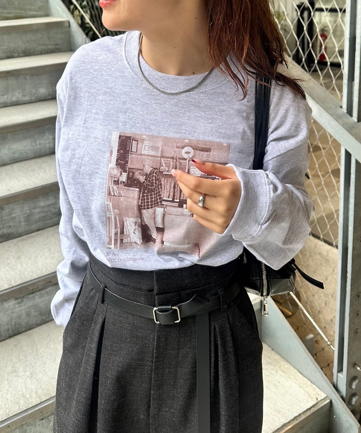 OUTLET(アウトレット) 【mystic】PARISフォトロングTシャツ
