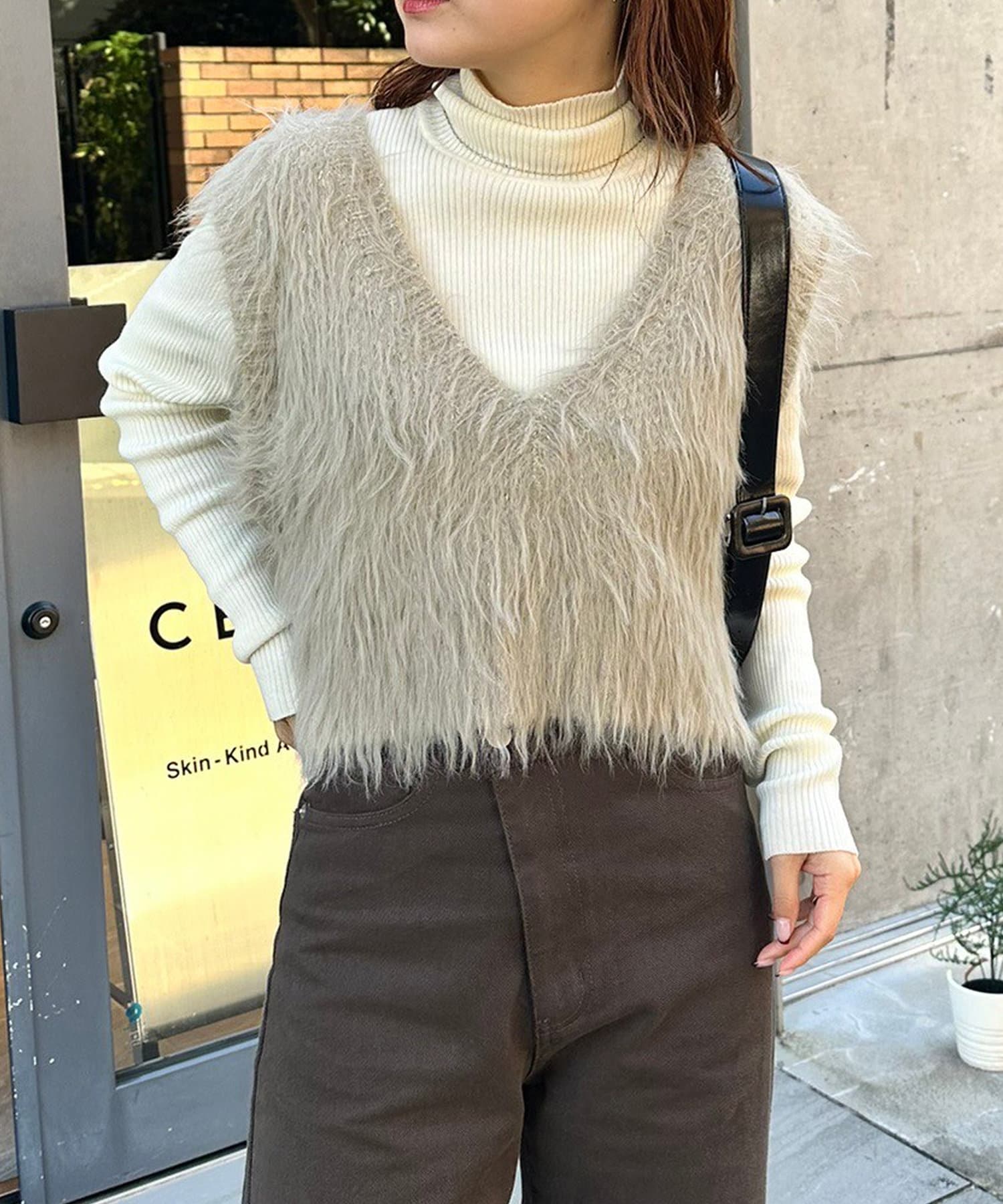 OUTLET(アウトレット) 【mystic】ラメシャギーニットベスト