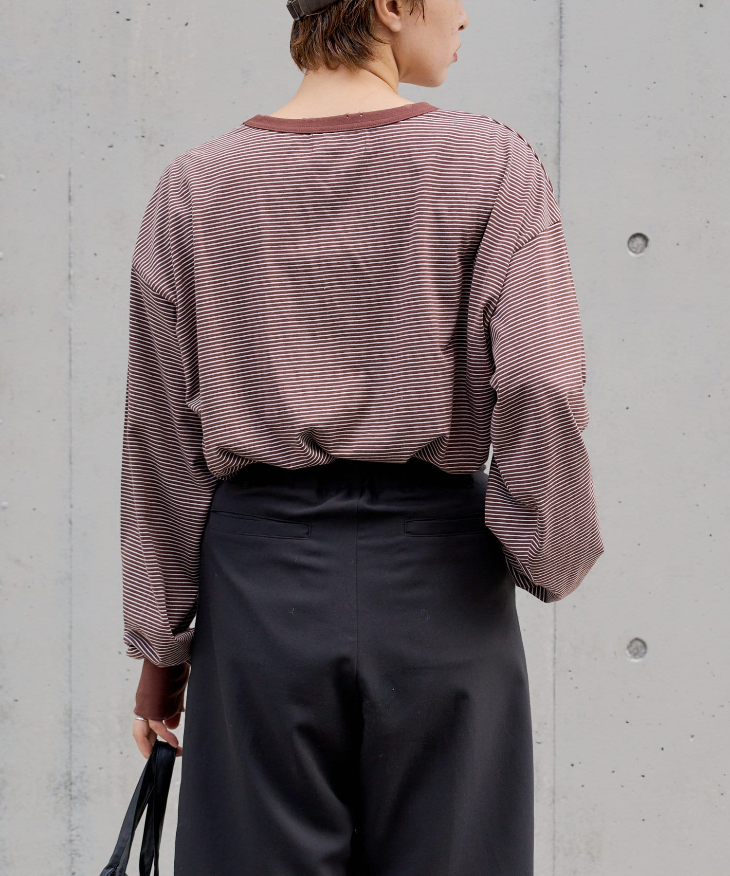 OUTLET(アウトレット) 【Kastane】ハンドプロセスドダメージボーダーロングスリーブTシャツ