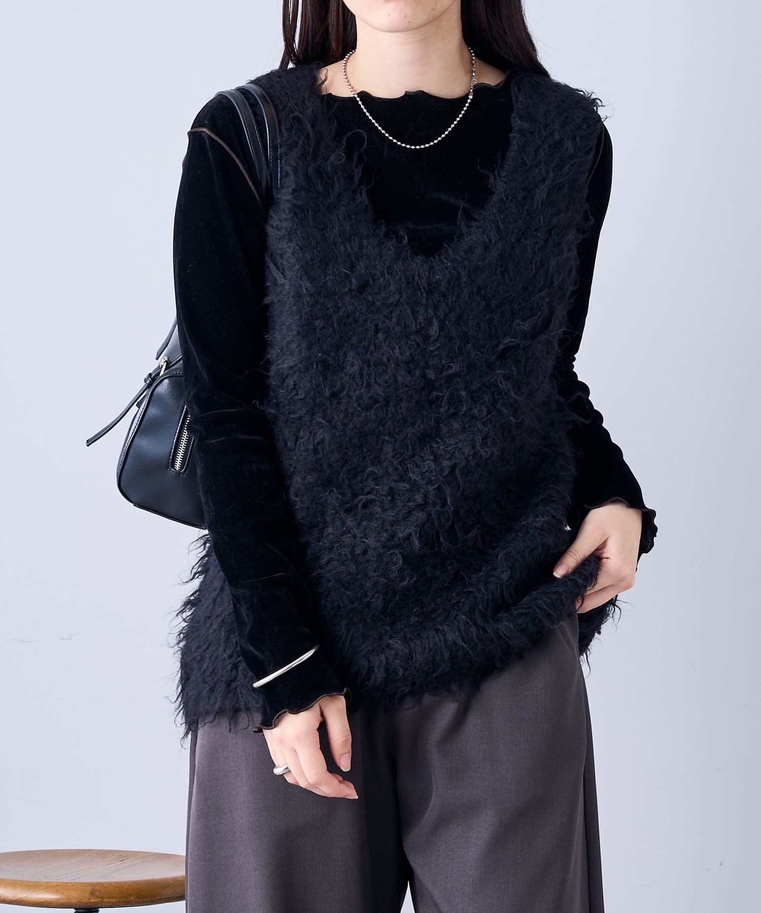 OUTLET(アウトレット) 【mystic】シャギーニットベスト