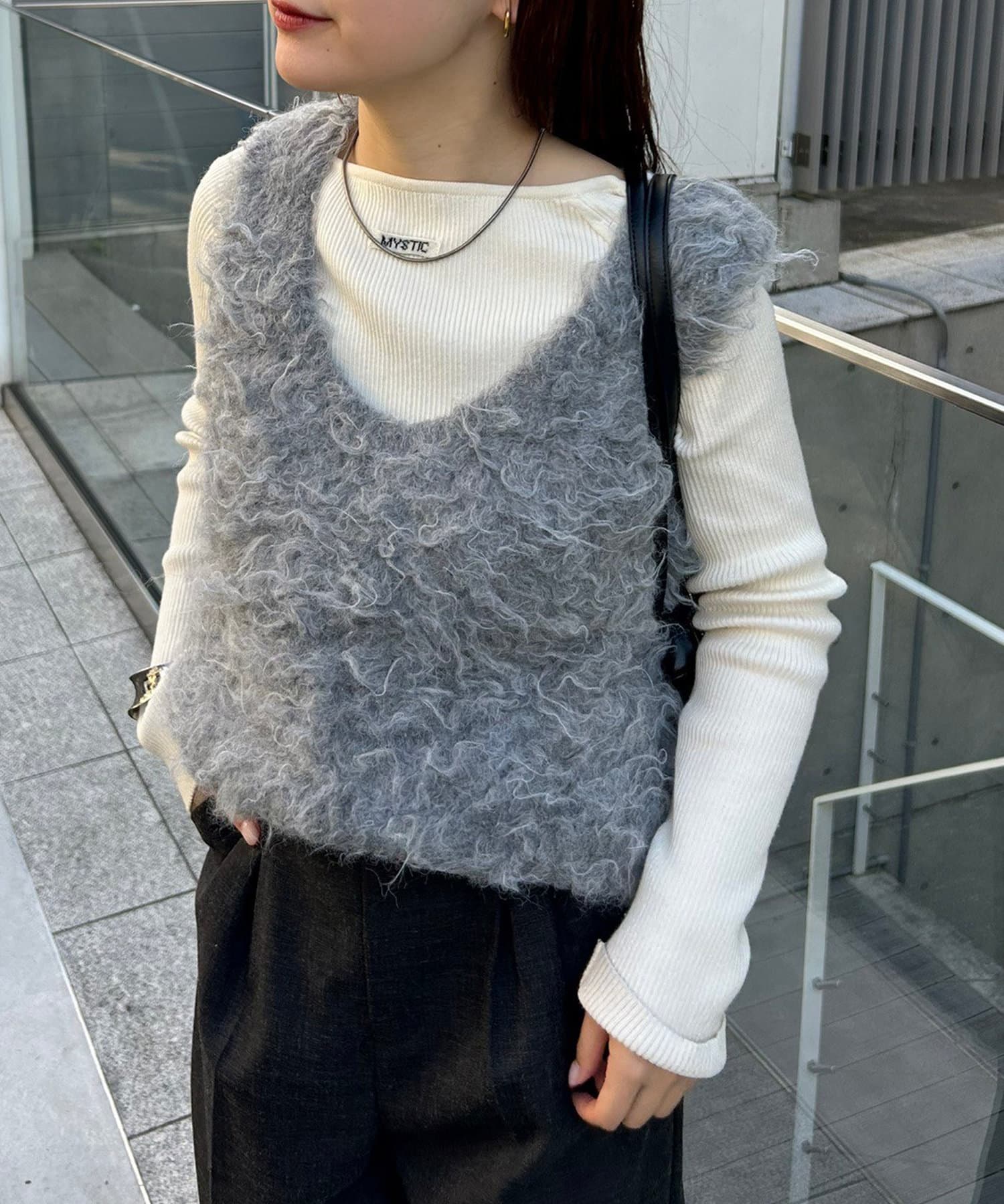 OUTLET(アウトレット) 【mystic】シャギーニットベスト