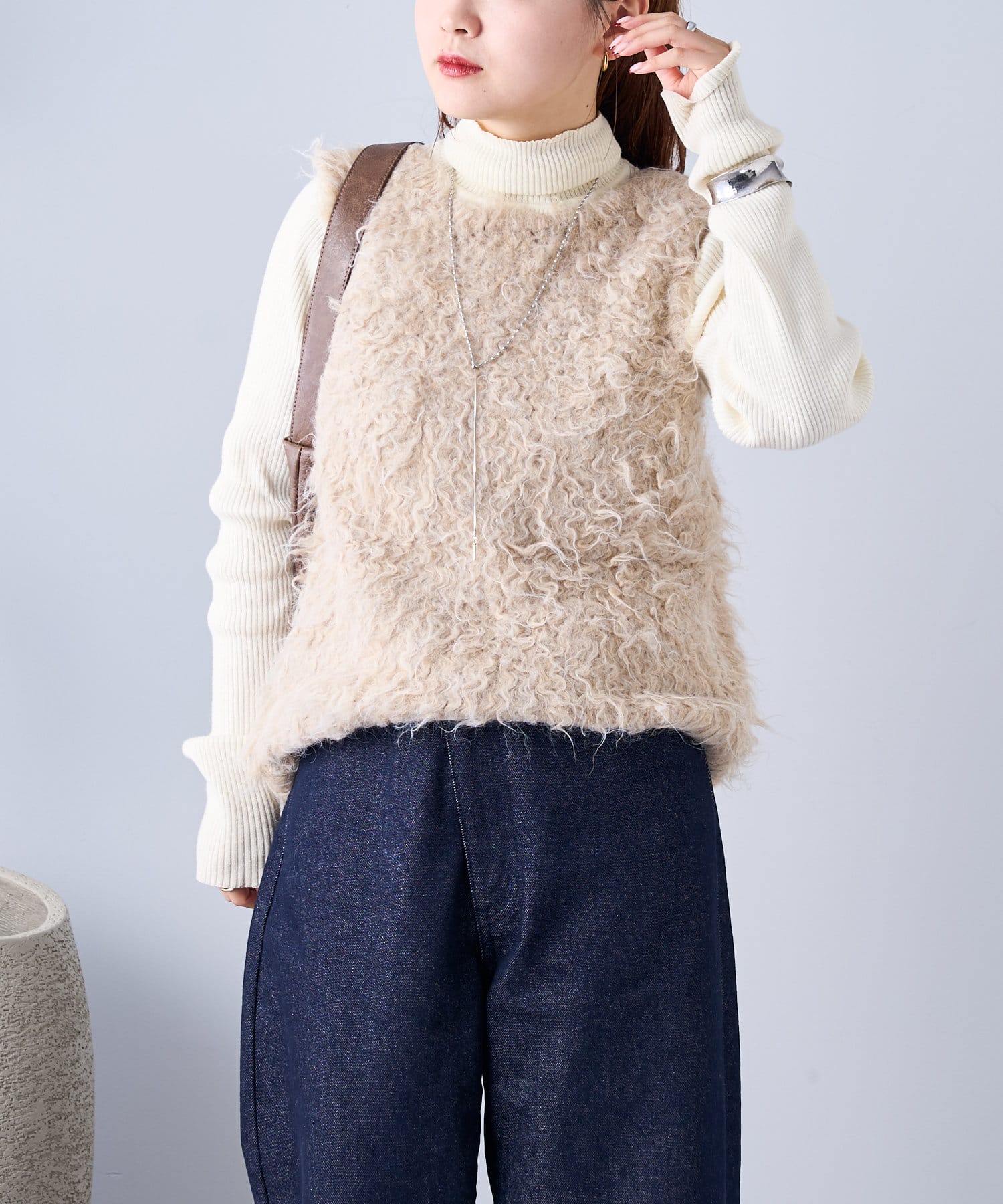 OUTLET(アウトレット) 【mystic】シャギーニットベスト