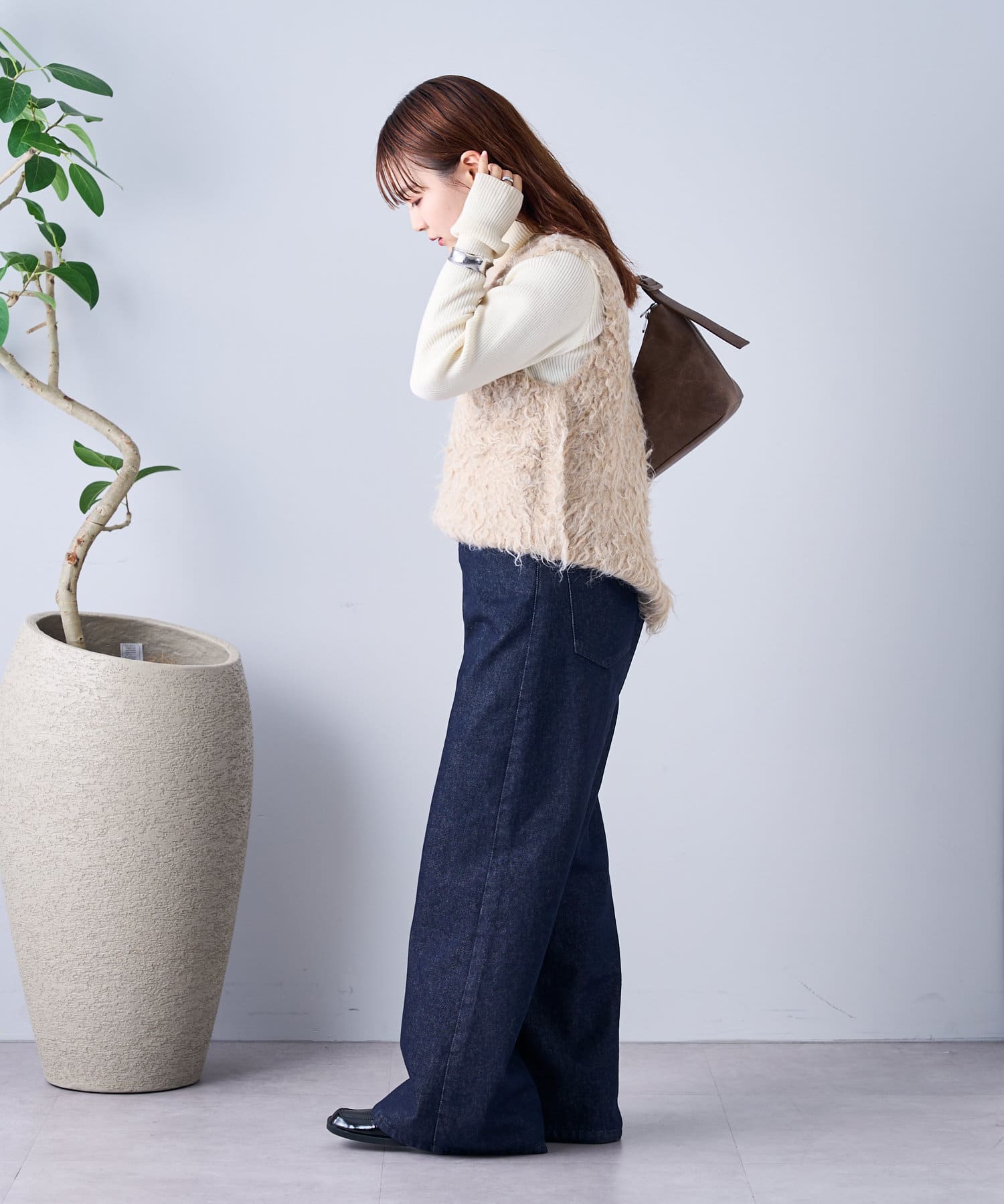 OUTLET(アウトレット) 【mystic】シャギーニットベスト