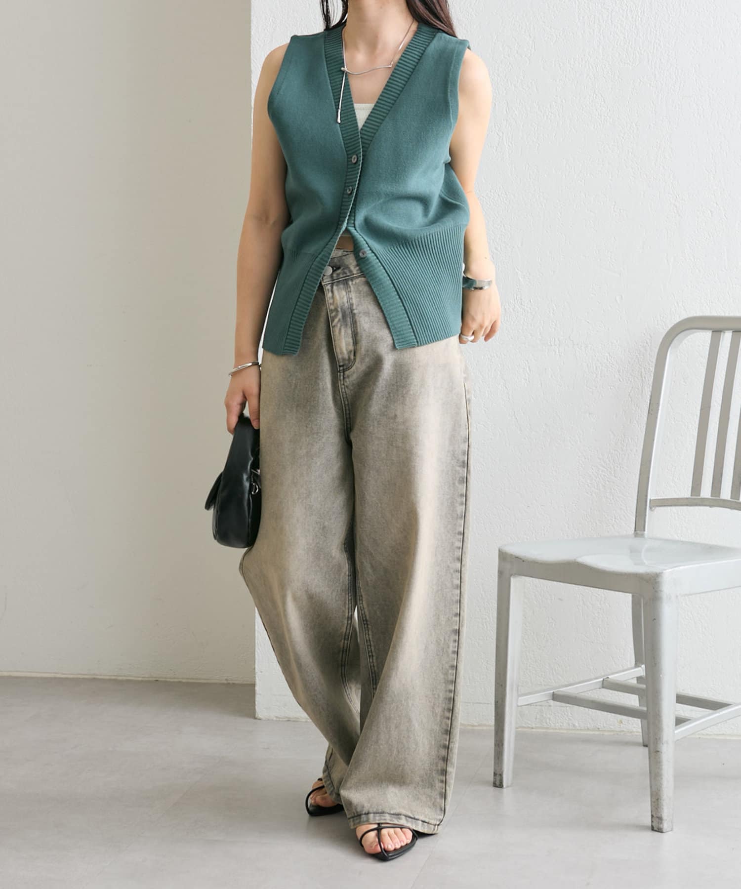 OUTLET(アウトレット) 【mystic】エアリーニットベスト