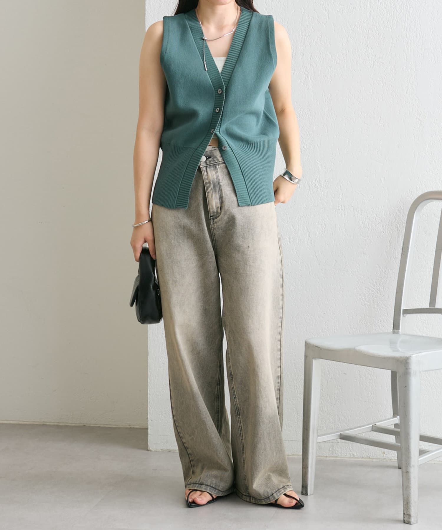 OUTLET(アウトレット) 【mystic】エアリーニットベスト