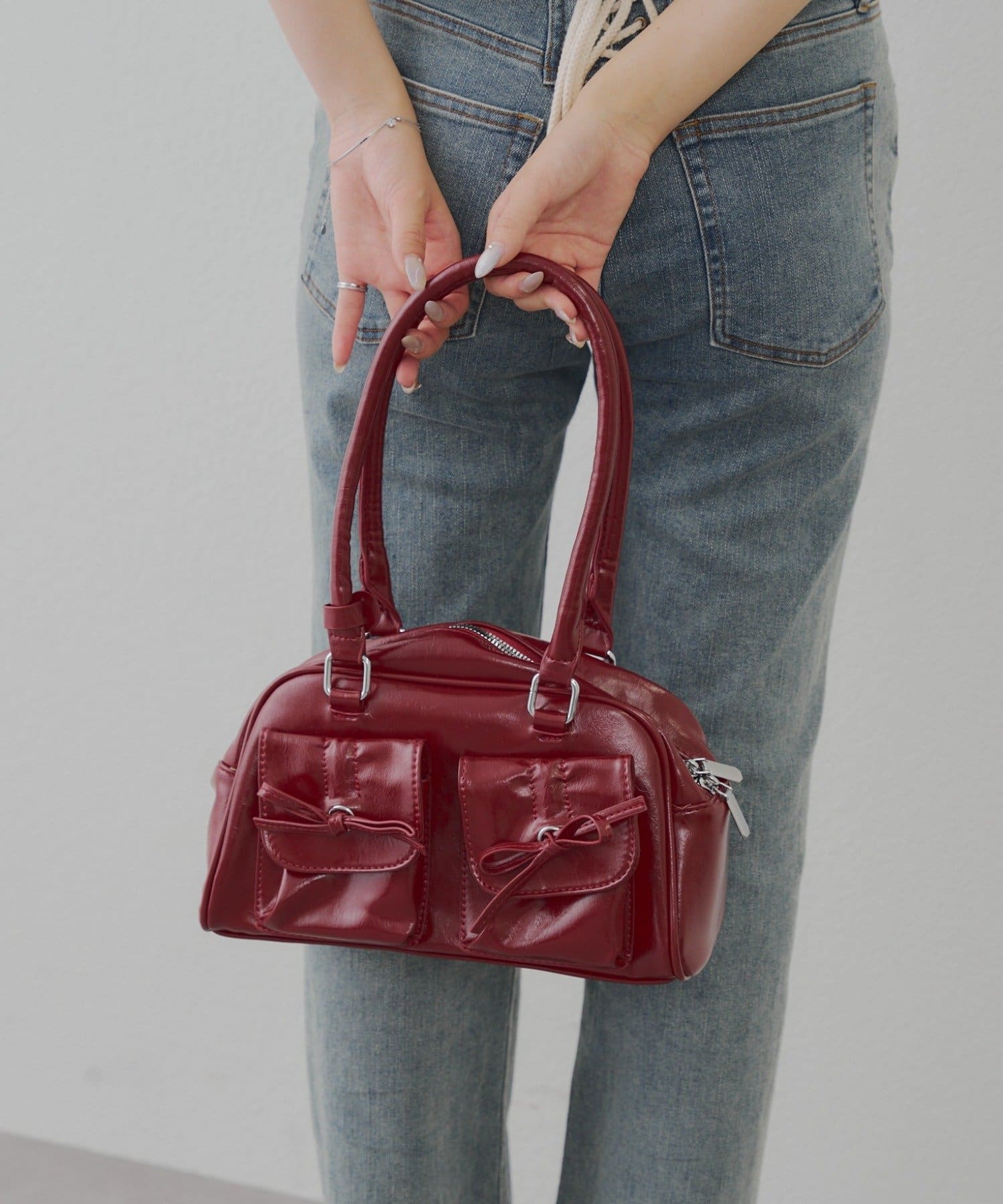 NICE CLAUP / OLIVE des OLIVE OUTLET(ナイスクラップ  / オリーブ デ オリーブ アウトレット) 【RMAF】リボン2ポケット付ボストンbag