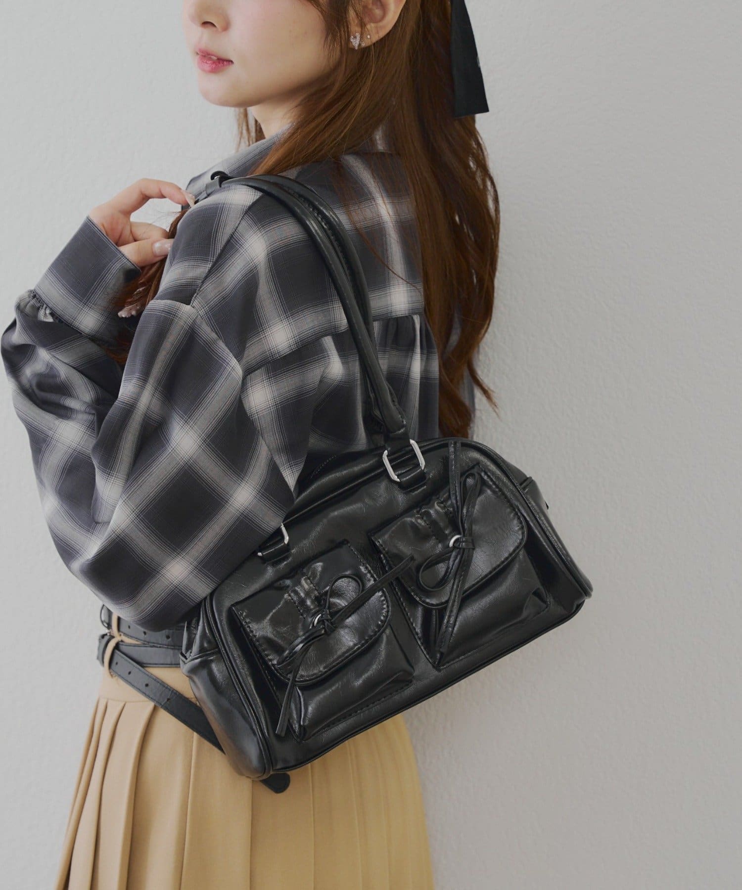 NICE CLAUP / OLIVE des OLIVE OUTLET(ナイスクラップ  / オリーブ デ オリーブ アウトレット) 【RMAF】リボン2ポケット付ボストンbag