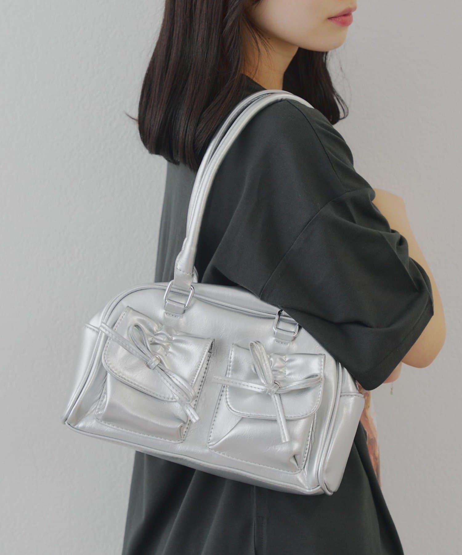 NICE CLAUP / OLIVE des OLIVE OUTLET(ナイスクラップ  / オリーブ デ オリーブ アウトレット) 【RMAF】リボン2ポケット付ボストンbag
