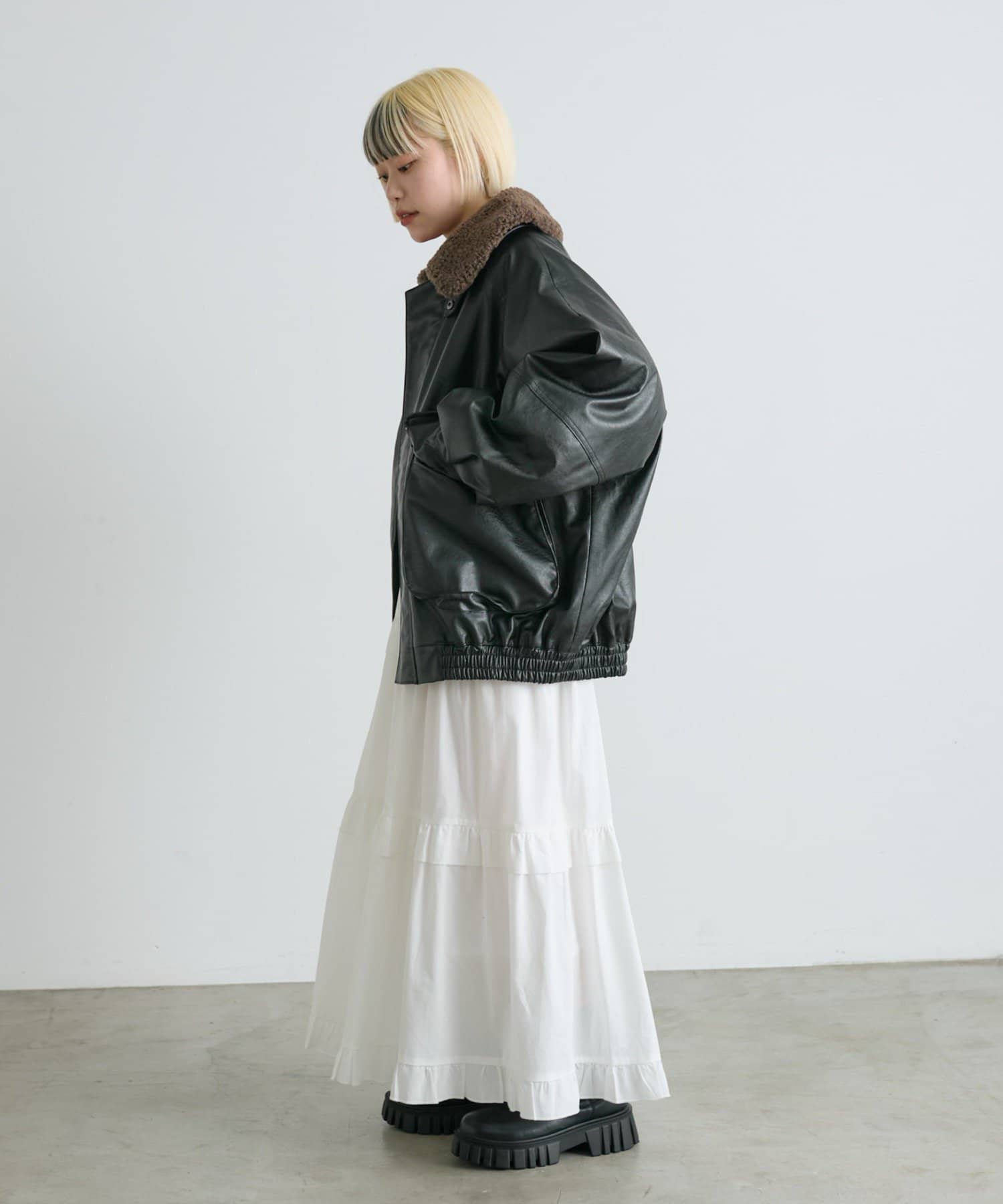 w closet(ダブルクローゼット) 【9/13(土)～アウター10％オフ対象】ボア付きフェイクレザージャケット