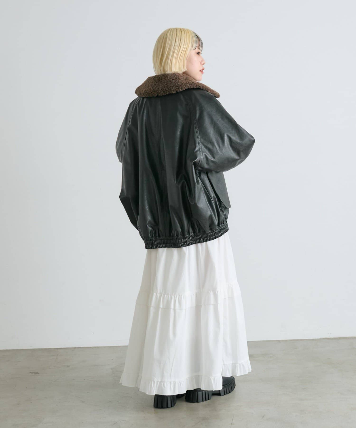 w closet(ダブルクローゼット) 【9/13(土)～アウター10％オフ対象】ボア付きフェイクレザージャケット