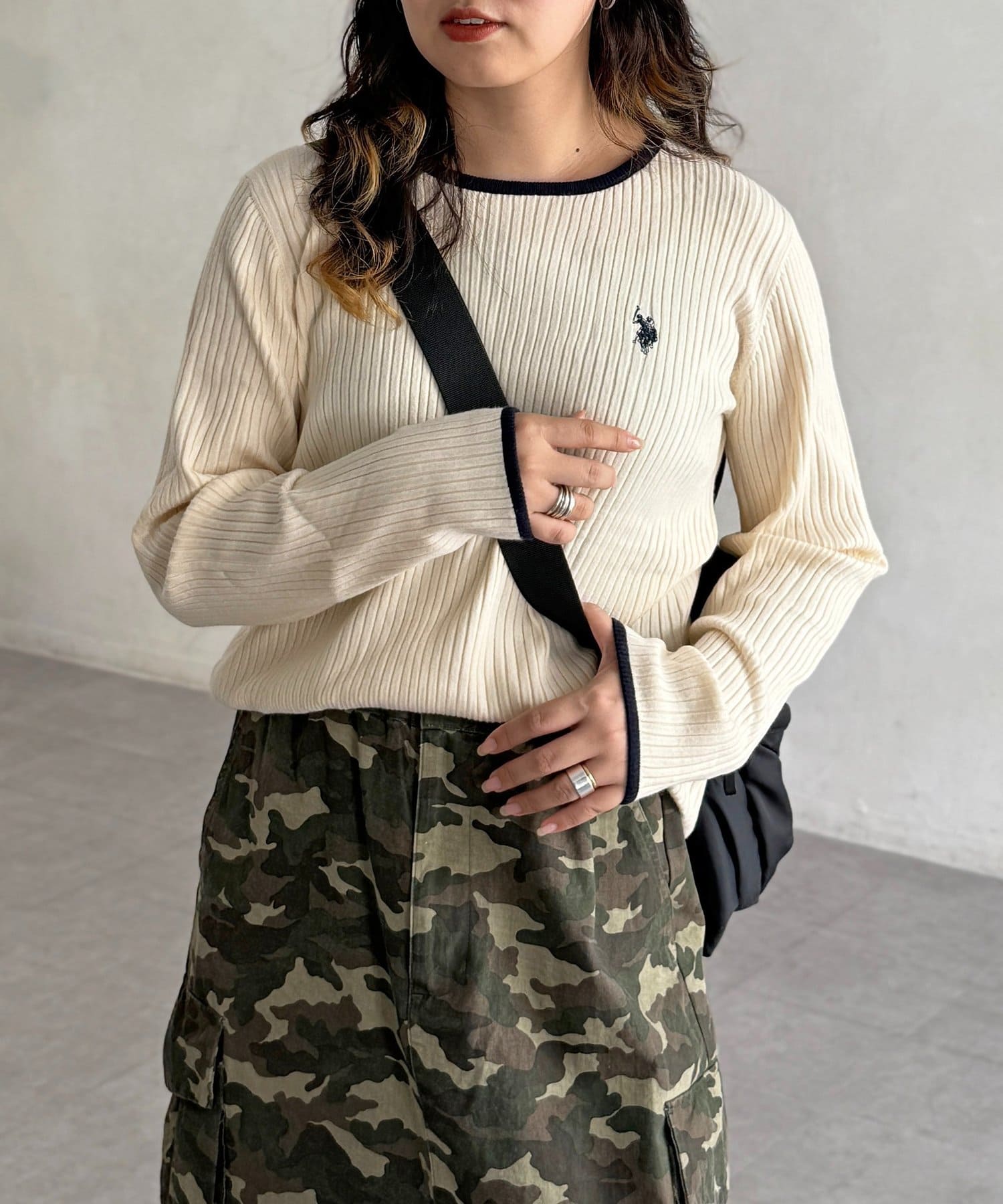 CPCM(シーピーシーエム) 【U.S. POLO ASSN.】クルーネックリブニット