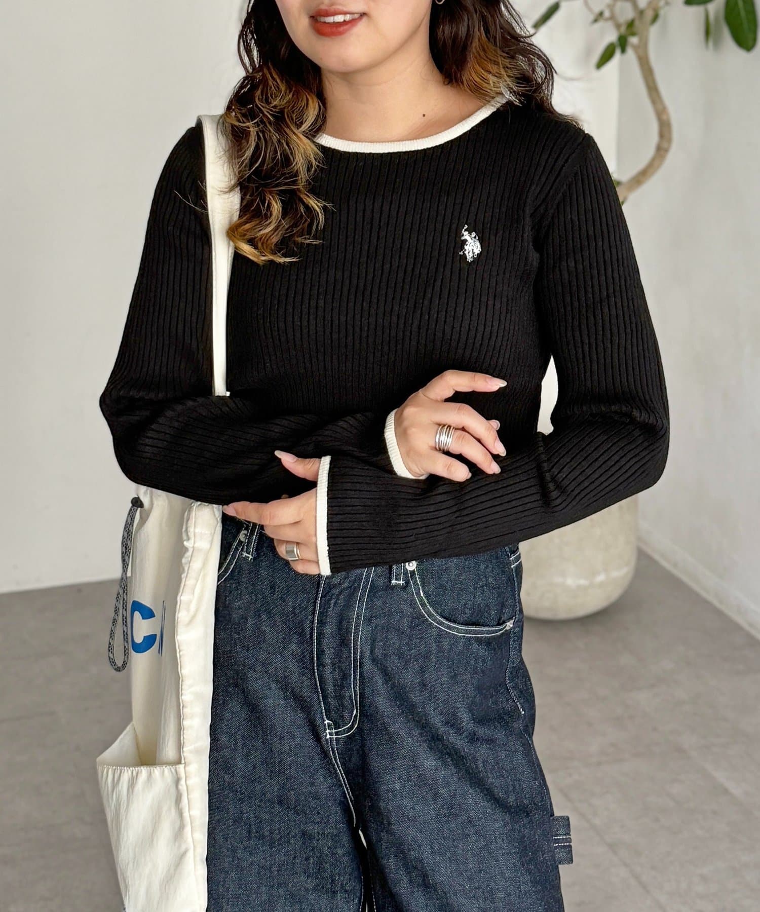 CPCM(シーピーシーエム) 【U.S. POLO ASSN.】クルーネックリブニット