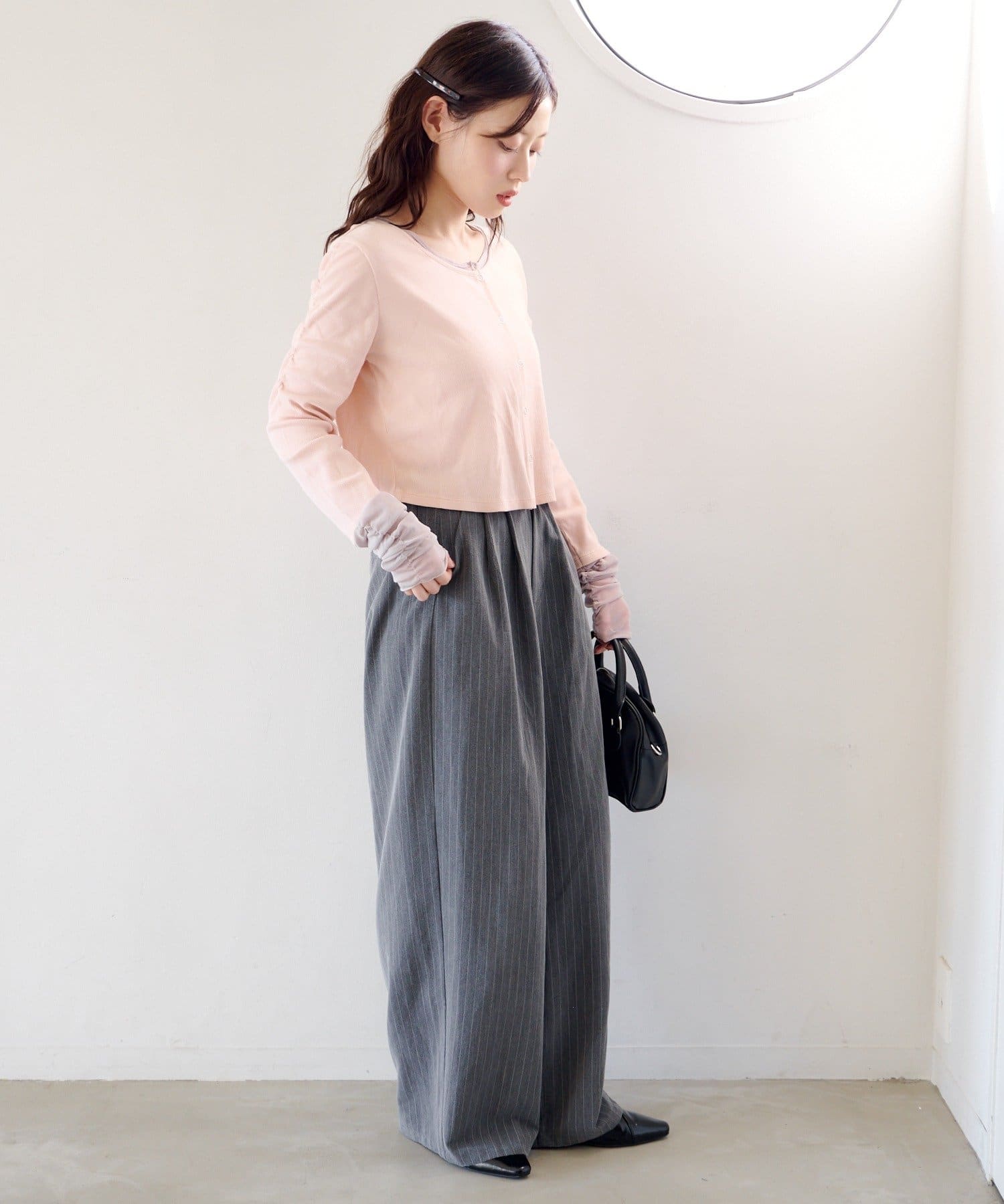 Kastane(カスタネ) 【新色追加/4色展開】袖チュールテレコカーディガン