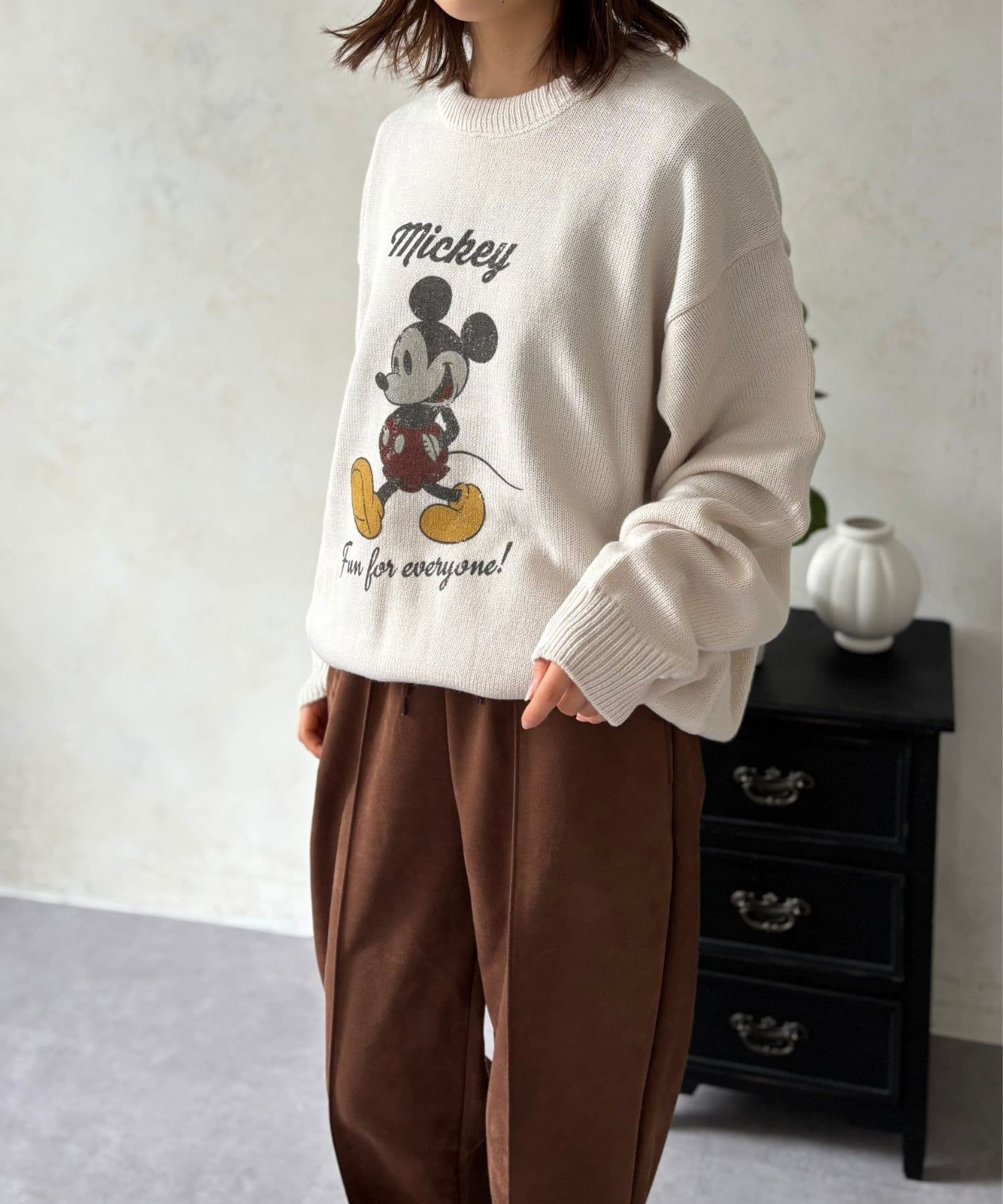 LOCUST(ローカスト) ミッキー加工風PRINTニット