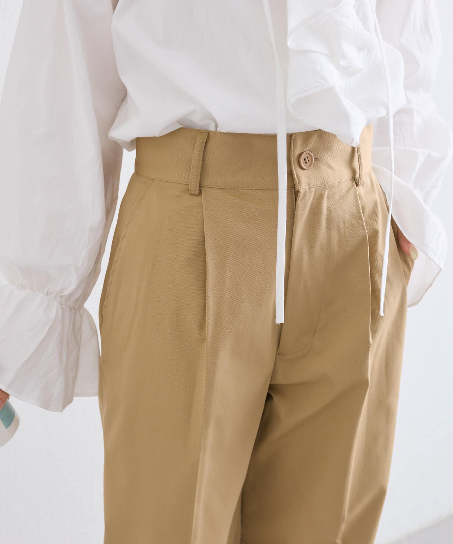 OUTLET(アウトレット) 【w closet】配色ステッチターンバックパンツ