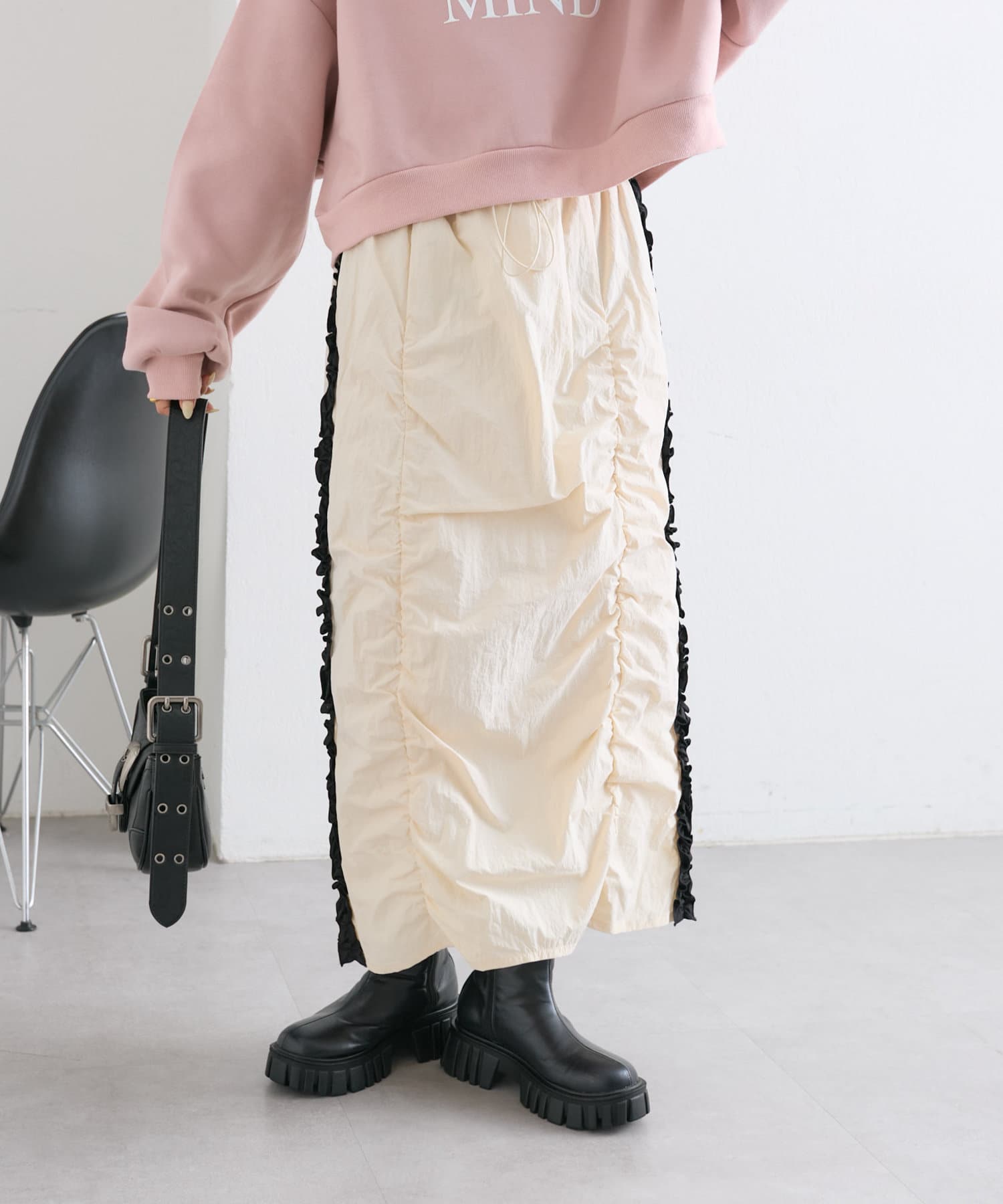 OUTLET(アウトレット) 【w closet】サイドラインフリルスカート