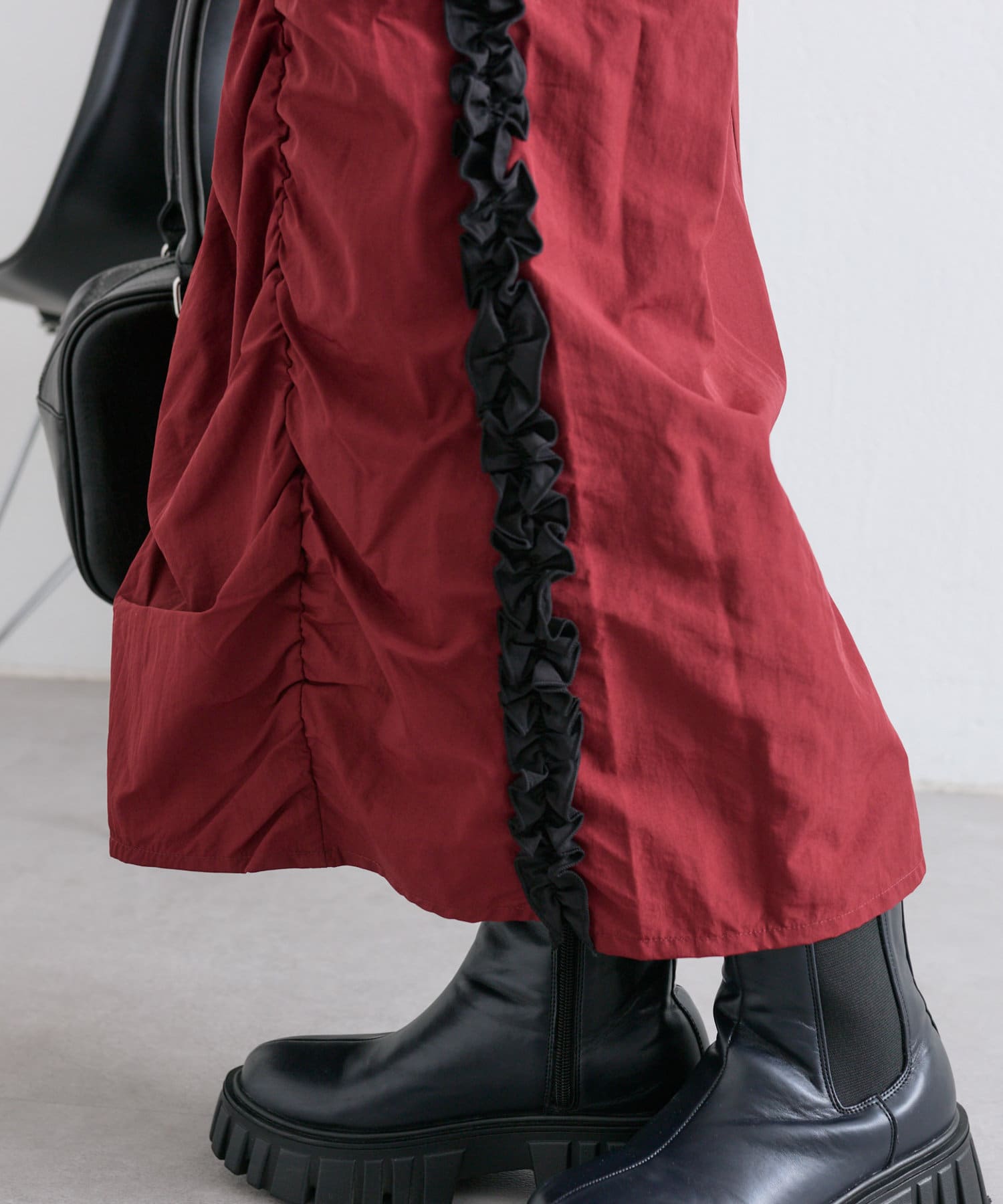 OUTLET(アウトレット) 【w closet】サイドラインフリルスカート