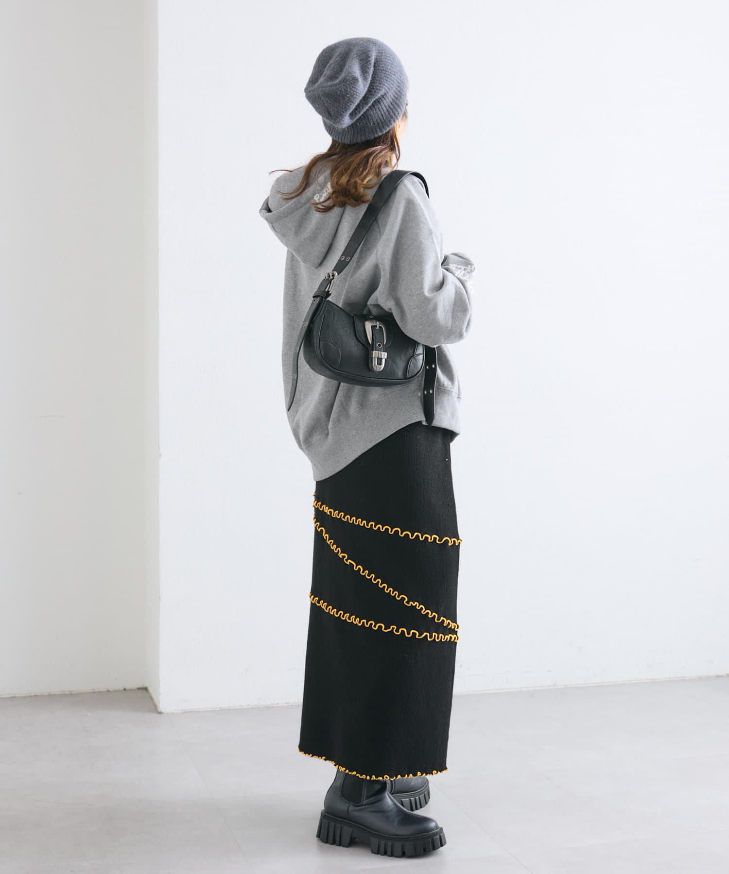 OUTLET(アウトレット) 【w closet】配色メロウニットスカート