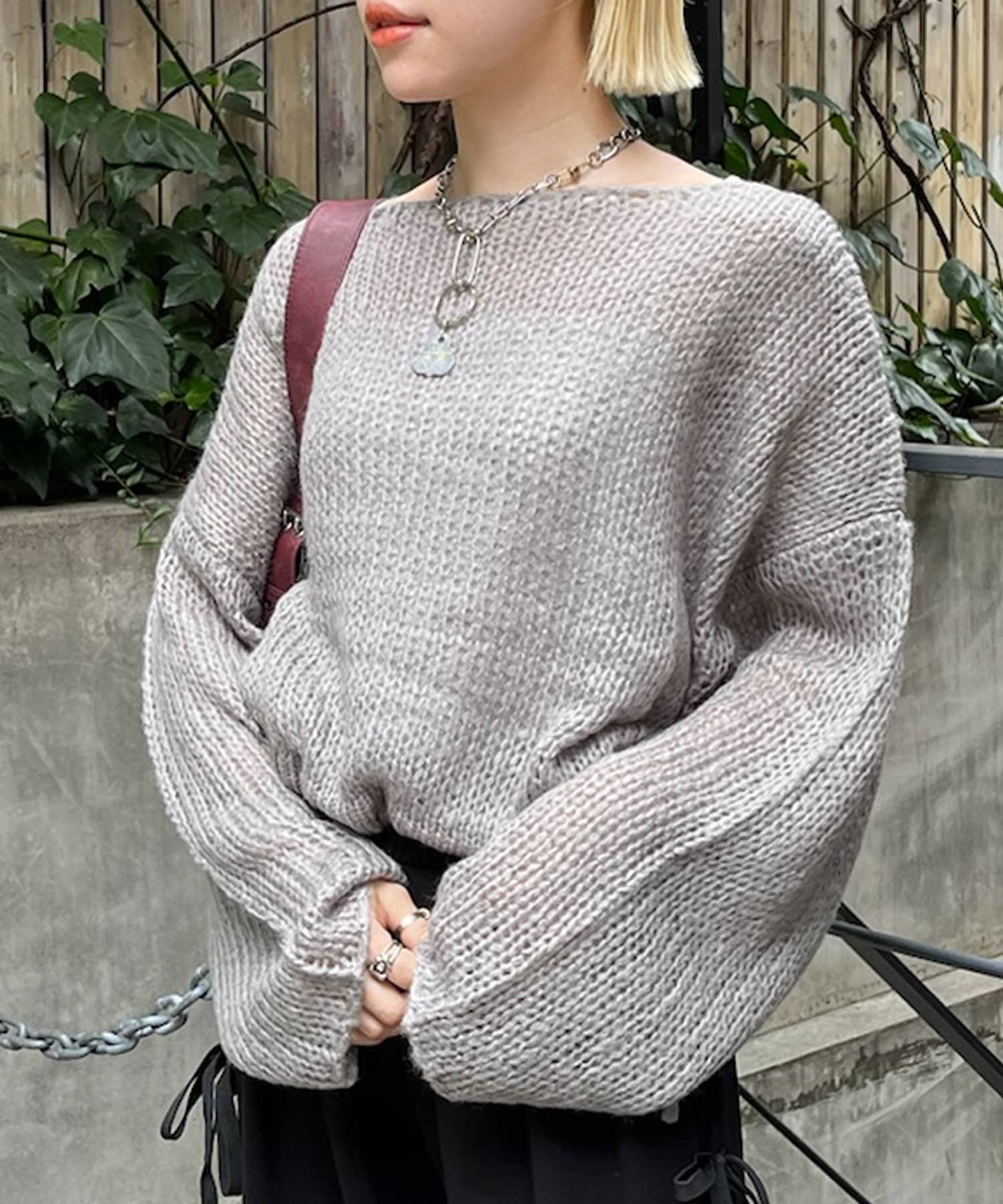 リボンページ w closet】裾リボンシアーニット | OUTLET(アウトレット