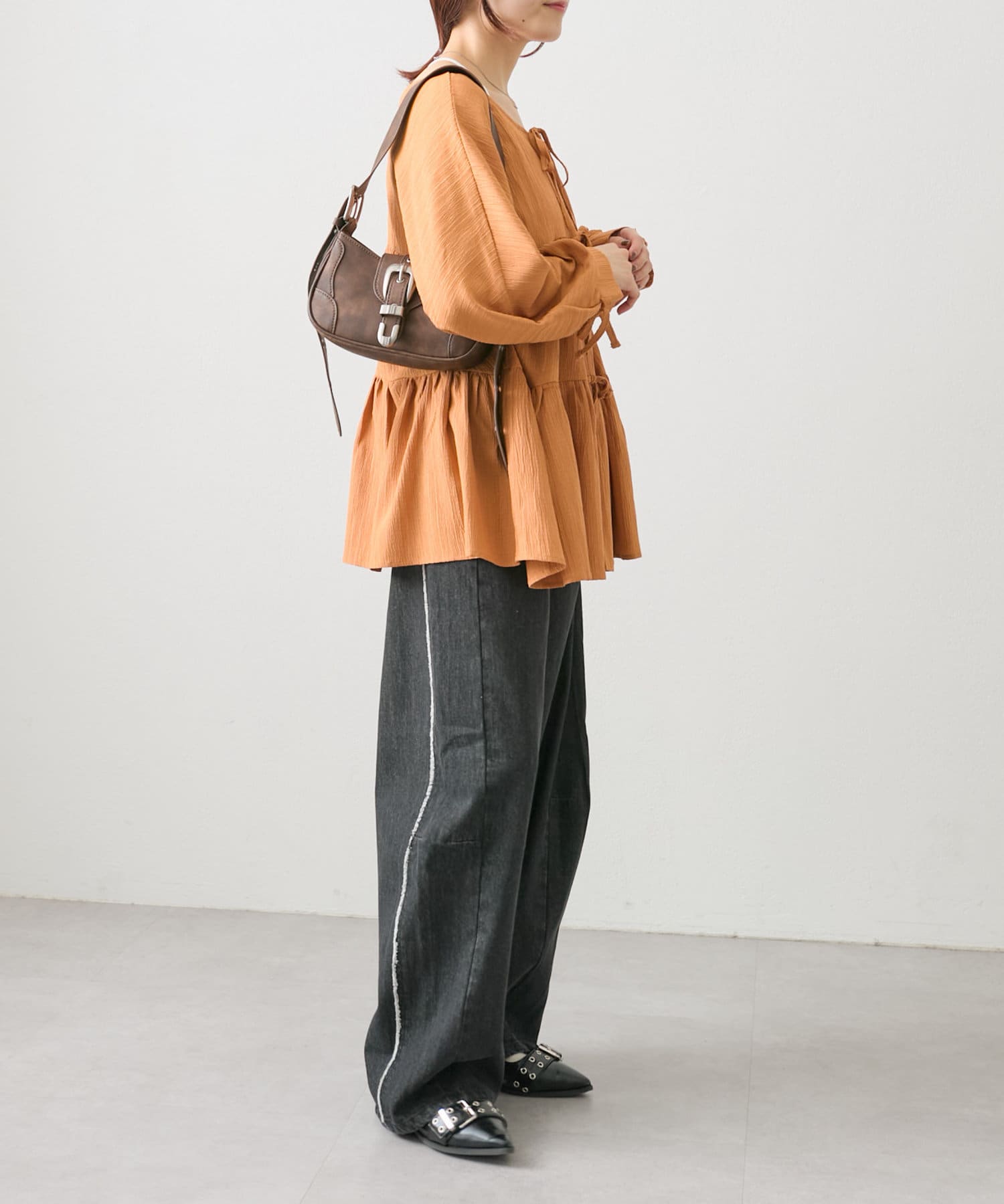 OUTLET(アウトレット) 【w closet】リボン2WAYティアードブラウス